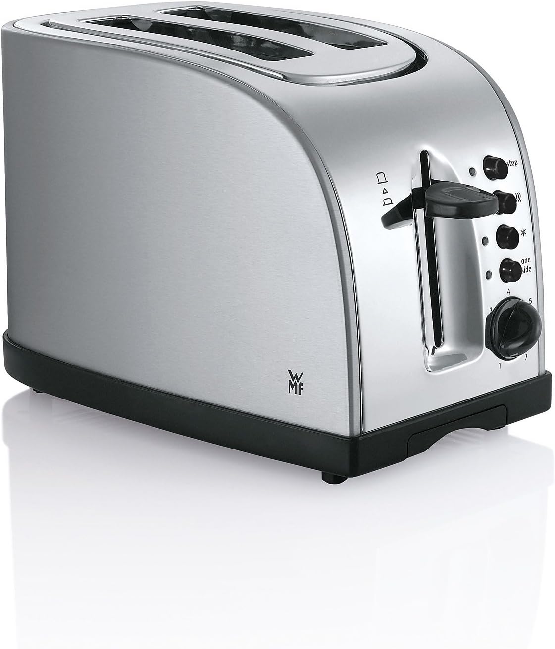 WMF Stelio Toaster 2 Scheiben Edelstahl, Doppelschlitz Toaster mit Brtchenaufsatz, Bagel-Funktion, 7 Brunungsstufen, 900 W, Toaster edelstahl matt