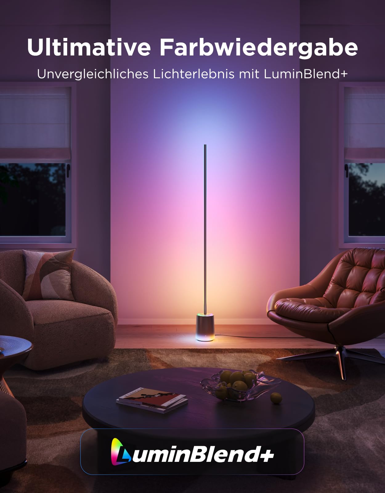 RGBWWIC LED Stehlampe 2100lm mit LuminBlend+ Technologie, dimmbar 1000-10000K und App-Steuerung