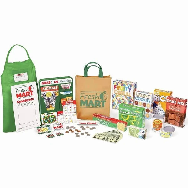 Melissa & Doug Fresh Mart Grocery Store Companion Set, 70 Piece Playset for Ages 3