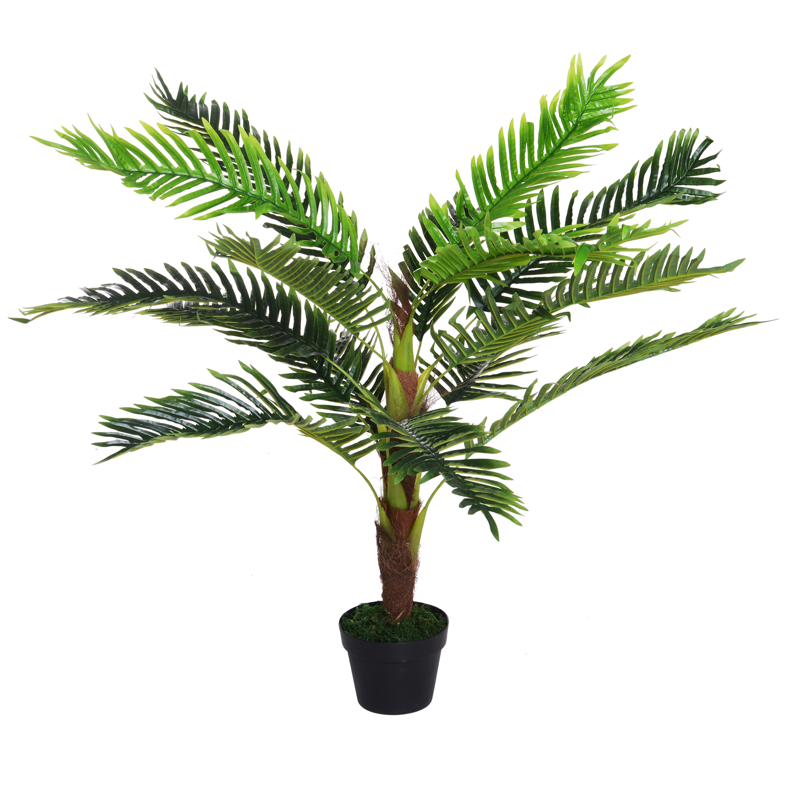 Outsunny Künstlicher Palmenbaum Höhe 123 cm Kunstbaum Dekoration Kunststoff Draht Topf Inklusive Grün
