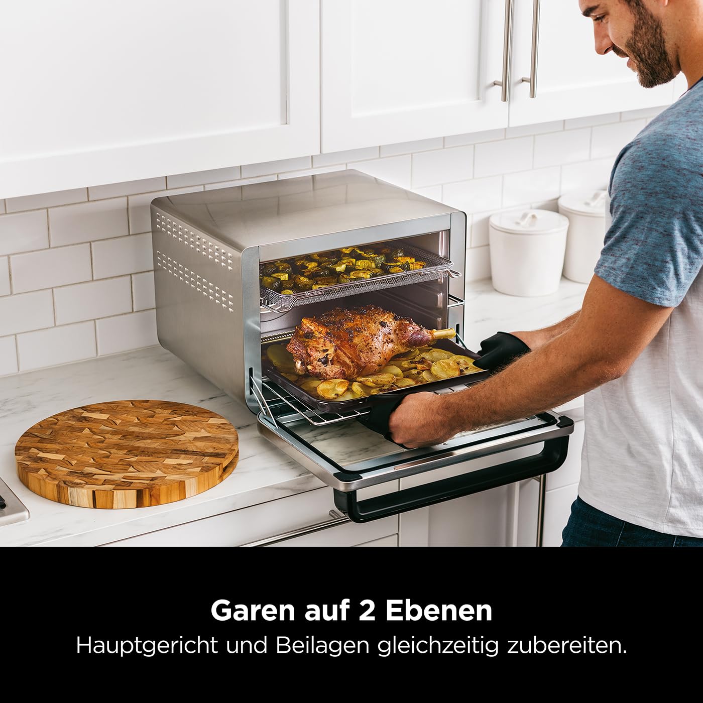 10-in-1 Multifunktionsofen 29 l Mini-Ofen mit Air Fry Grillen und Backen Silber-Schwarz