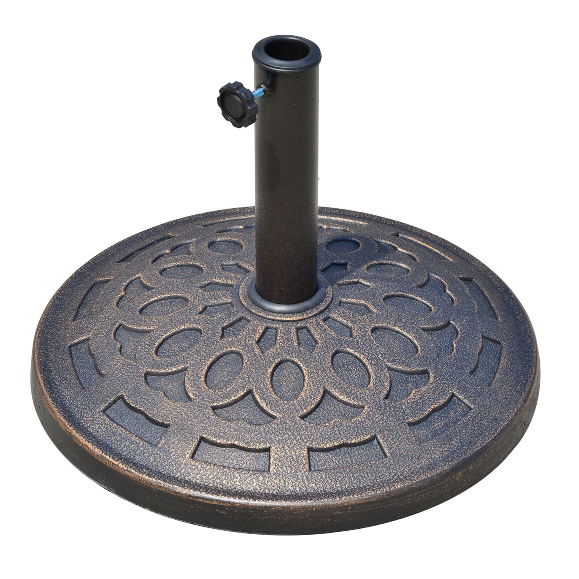 Outsunny Sonnenschirmständer aus Harz 14kg Schirmständer Griffe, Rund Schirmhalter, Schirmgewicht für Sonnenschirm 38mm/48mm Rohrdurchmesser, für Balkon, Terasse, Garten, Bronze