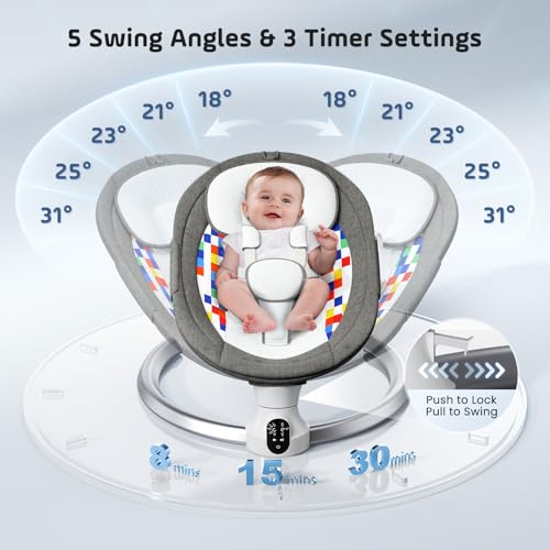 Kotsy sdraietta neonati con telecomando e controllo bluetooth per connessione smartphone,altalena neonato con cintura di sicurezza a 5 punti,con 5 ampiezze altalene timer a 3 stadi : Amazon.it: Prima infanzia