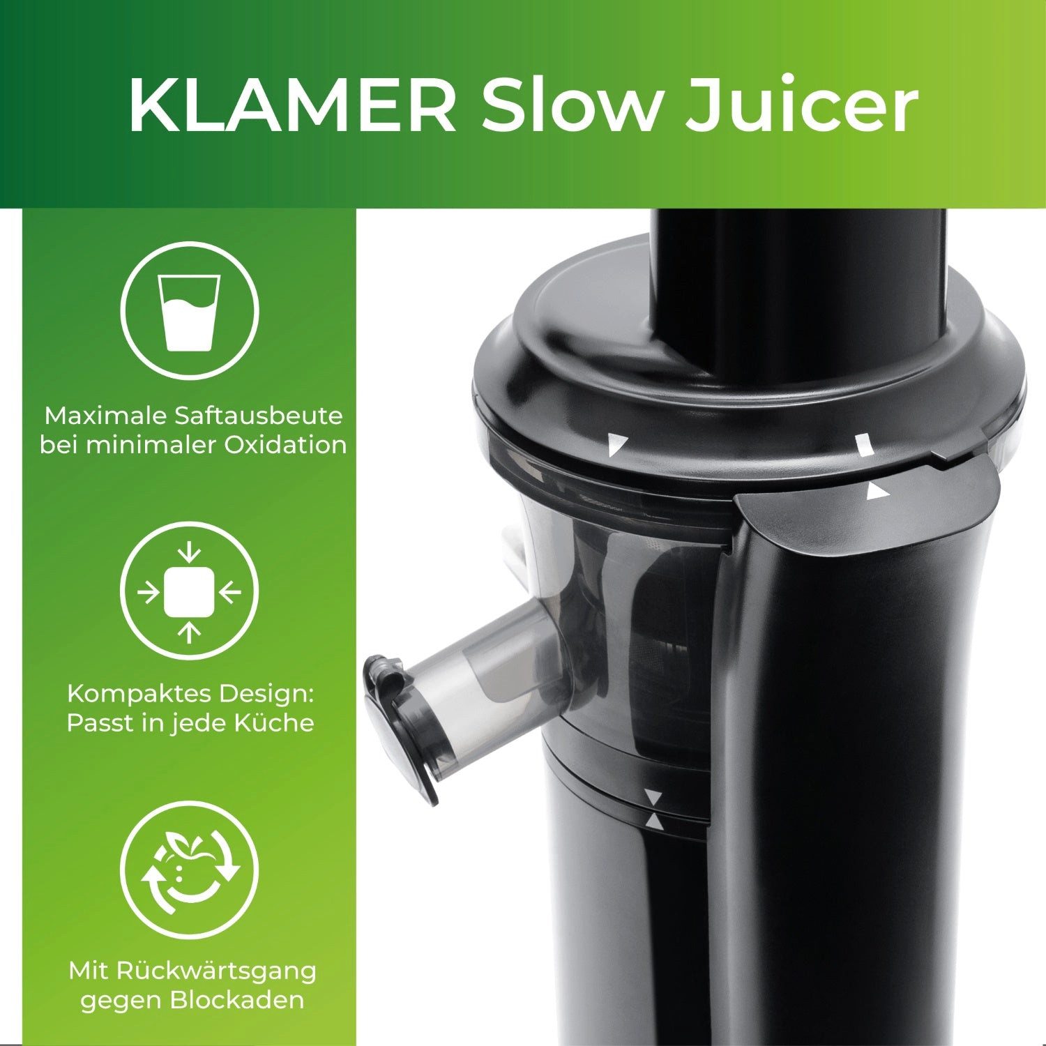 Slow Juicer Entsafter mit Rückwärtsgang, elektrische Fruchtpresse mit Bürste und …