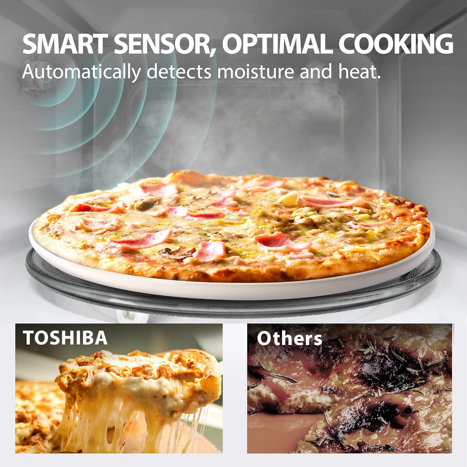 TOSHIBA 4-in-1 ML-EC42P(SS) Countertop Microwave Oven, Smart Sensor, Convection, Air Fryer Combo, Mute Function, Position Memory 13.6