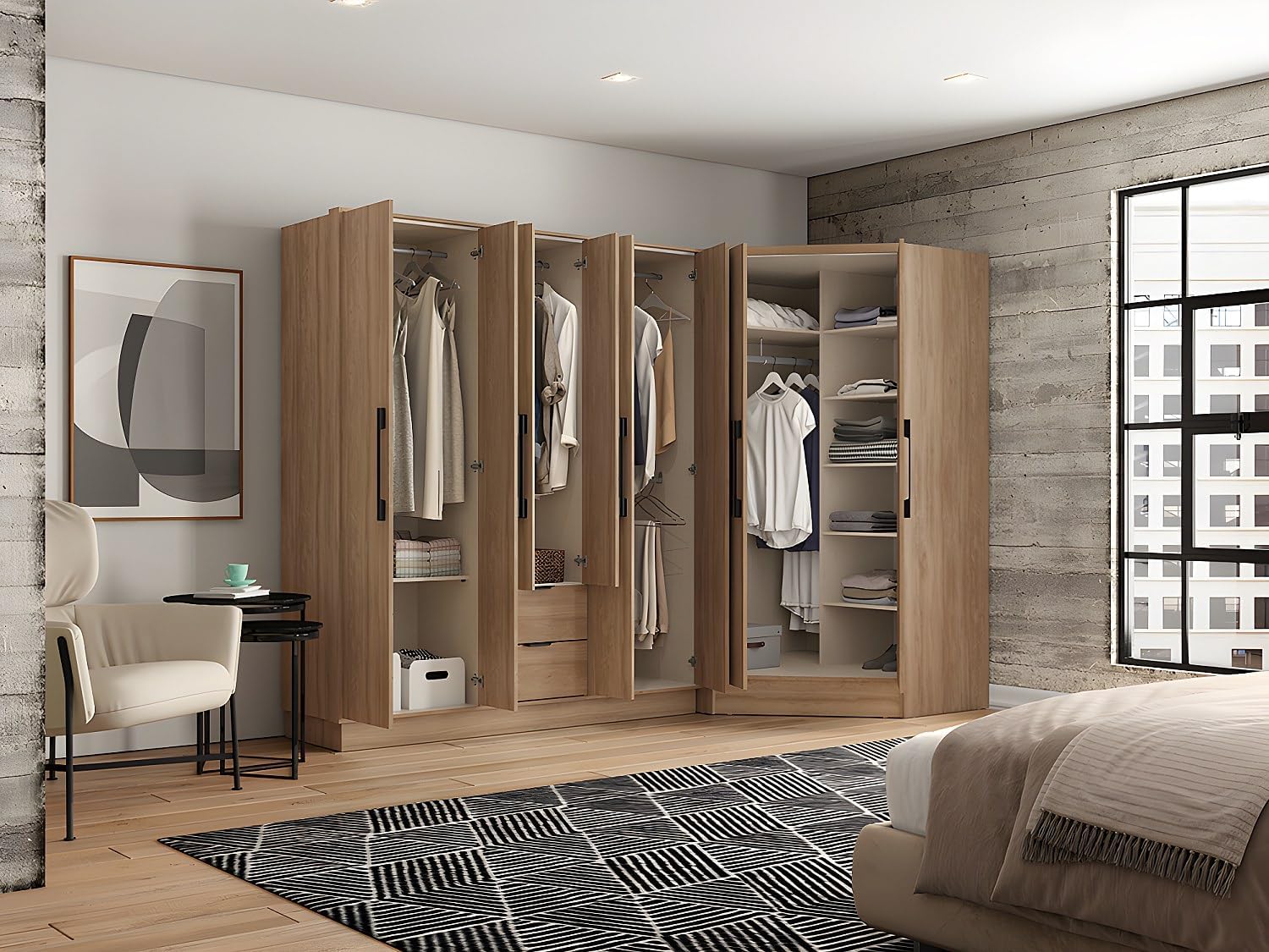 Vente-unique -Corner Wardrobe 2 Doors L101 cm le - Aurali