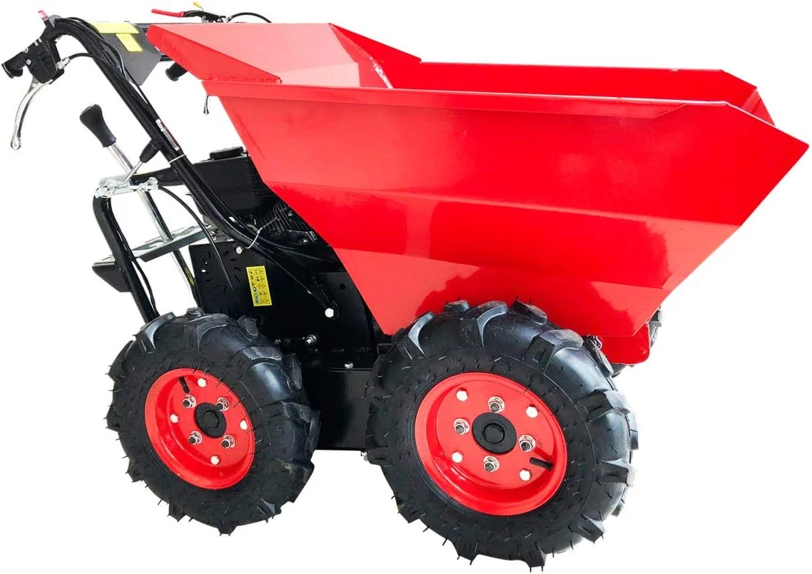 BRAST Benzin Muldenkipper Mini-Dumper Motor-Schubkarre Dumper Radlader 4,8kw/6,5PS Allradantrieb 300 kg Traglast