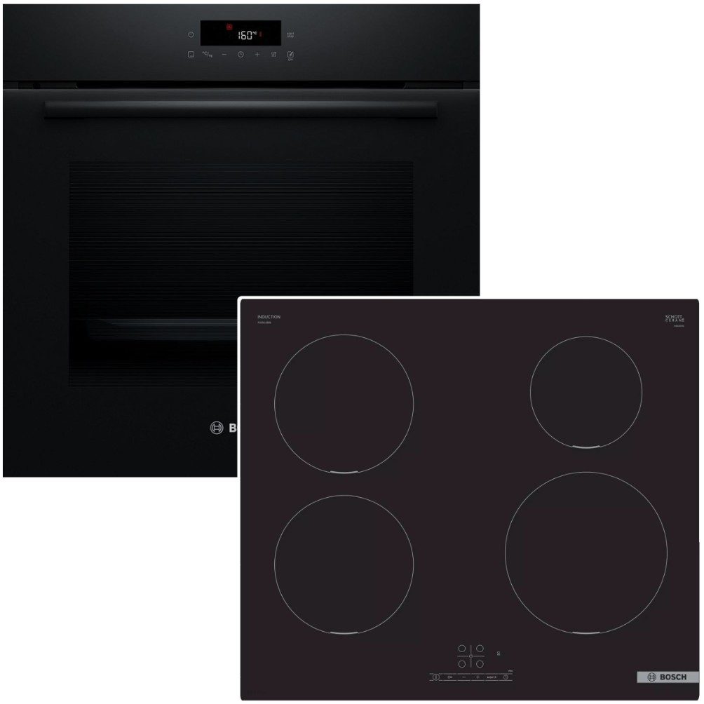 Backofen-Set Pyrolyse LED-TouchControl + autarkes Induktionskochfeld PowerBoost