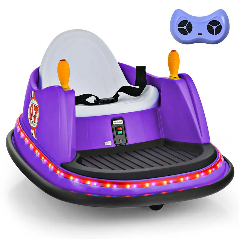 12V Toddler Bumping Car Battery Powered Baby Ride On Bumper Car With Dual Joysticks Flashing Led Light Amp 360 Degree Spin