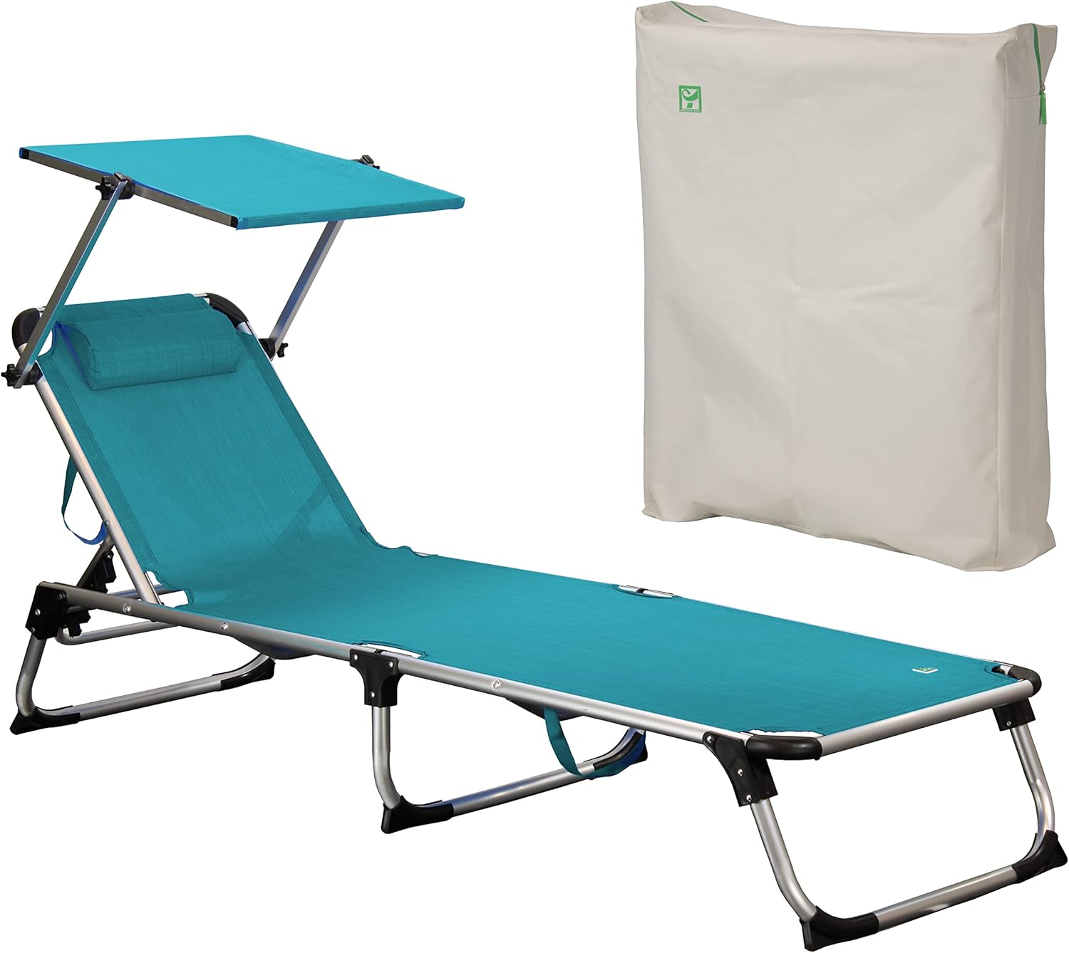 Totò Piccinni KAMP Lightweight Folding Cot in Aluminium with Cushion and Top Quality Adjustable Canopy (Melange)