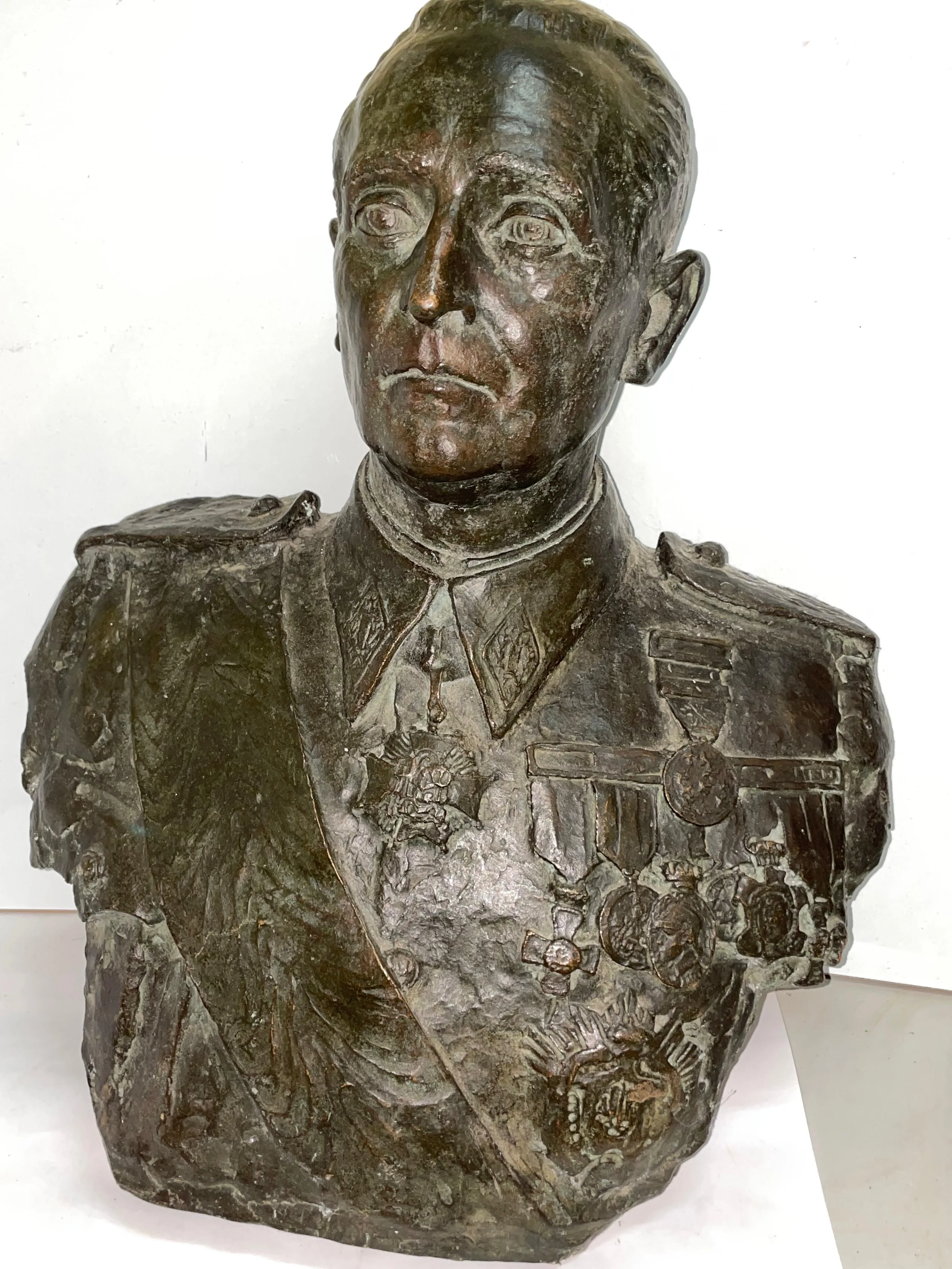 Busto Bronce De Vieja Guardia Falange.