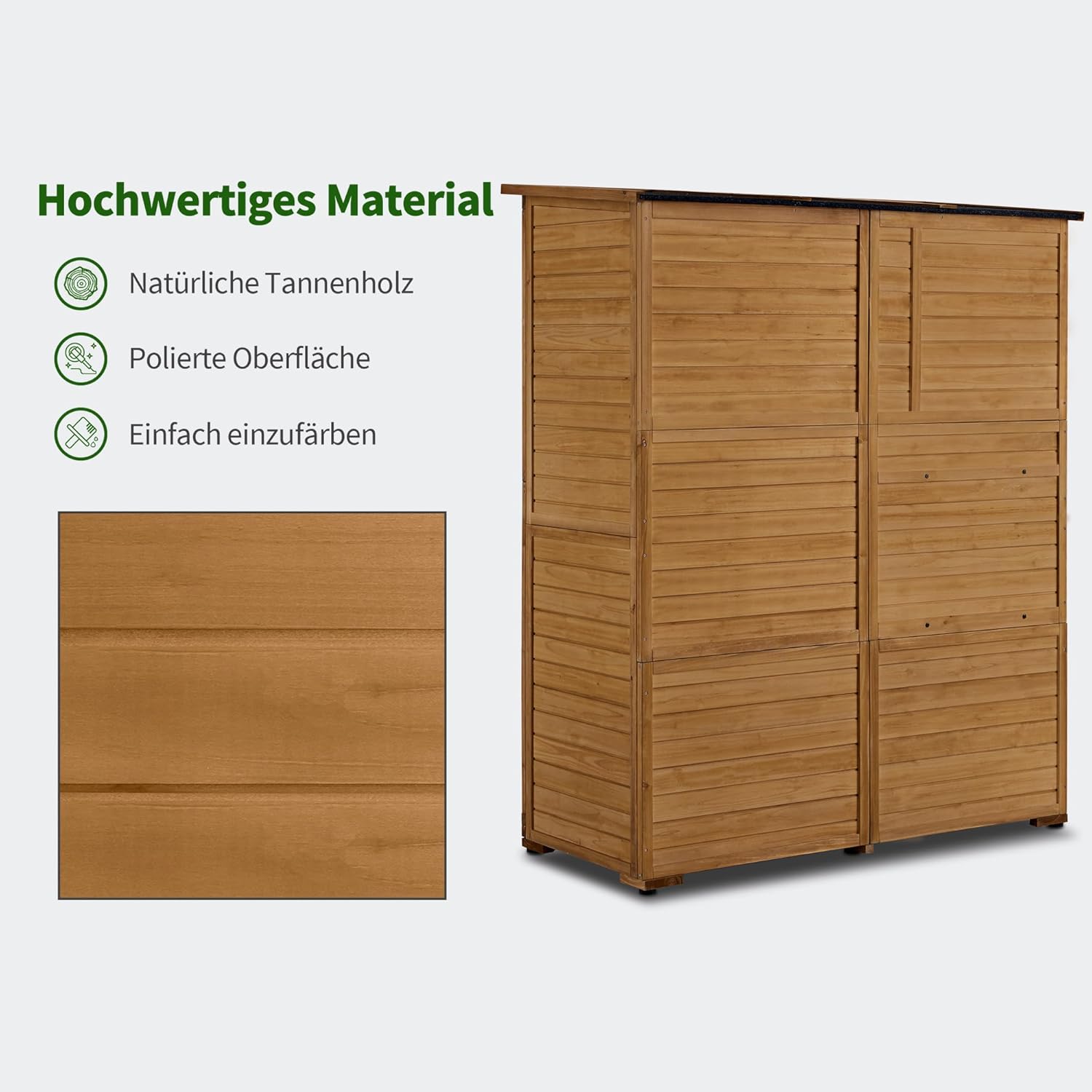 M MCombo casetta da giardino casetta per attrezzi in legno resistente alle intemperie, casetta da giardino da esterno impermeabile walk-in, per area esterna balcone terrazza 73×144×185 cm (natura)