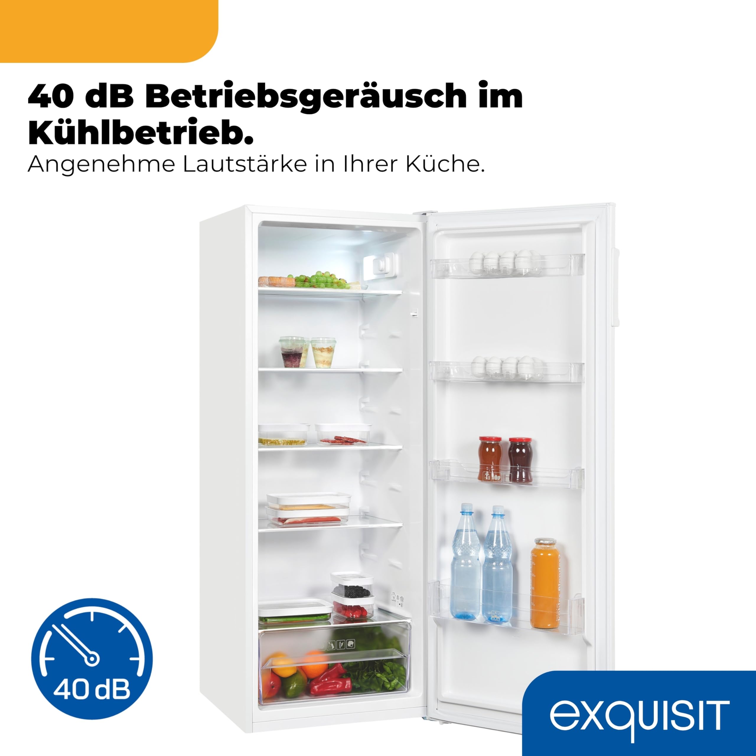 Vollraumkühlschrank 242 l, weiß, freistehend, 142,6 cm hoch, wechselbarer Türanschlag, Energieklasse E