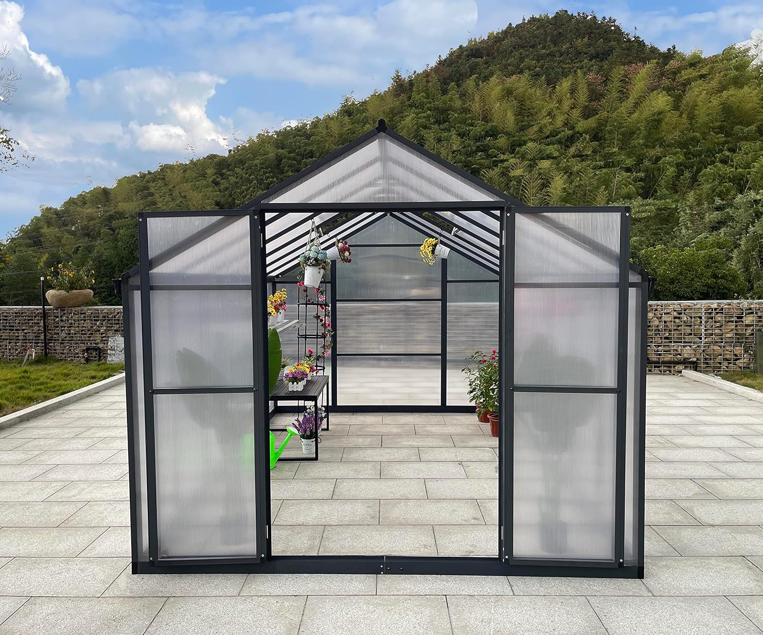 Aluminium Gewächshaus für den Garten 7,33m² inklusive 238 x 301cm Fundament Doppeltür vielseitig nutzbar als Treibhaus,Frühbeet Aufzucht,Tomatenhaus und Pflanzenhaus