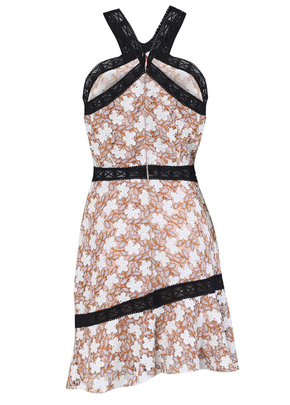 Lilac White Daisy Lace Panelled Mini Dress