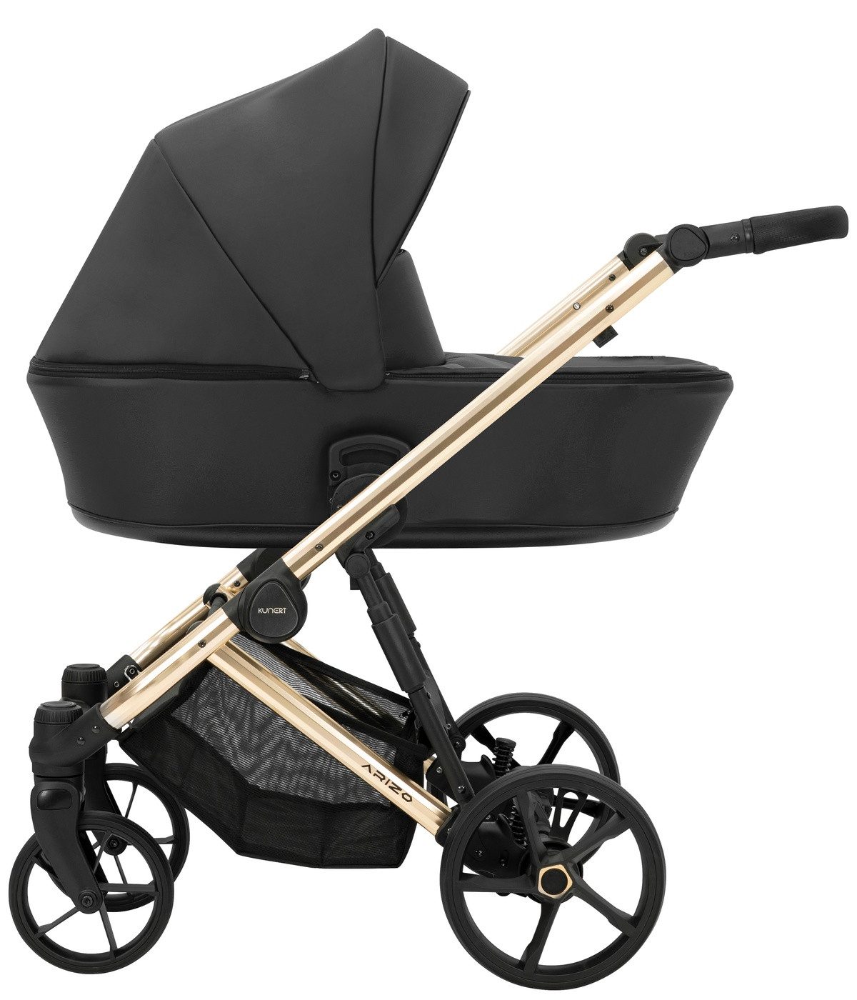 Kombi-Kinderwagen ARIZO PREMIUM 3in1 Öko-Leder Kinderwagen mit goldenem Gestell
