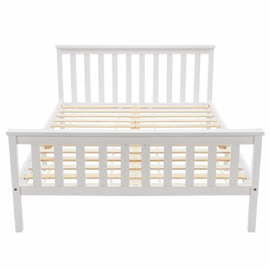 Doppelbett 140x200 mit Stauraum und Lattenros, Modernes Bettgestell für Erwachsene und Jugendliche, Weiß