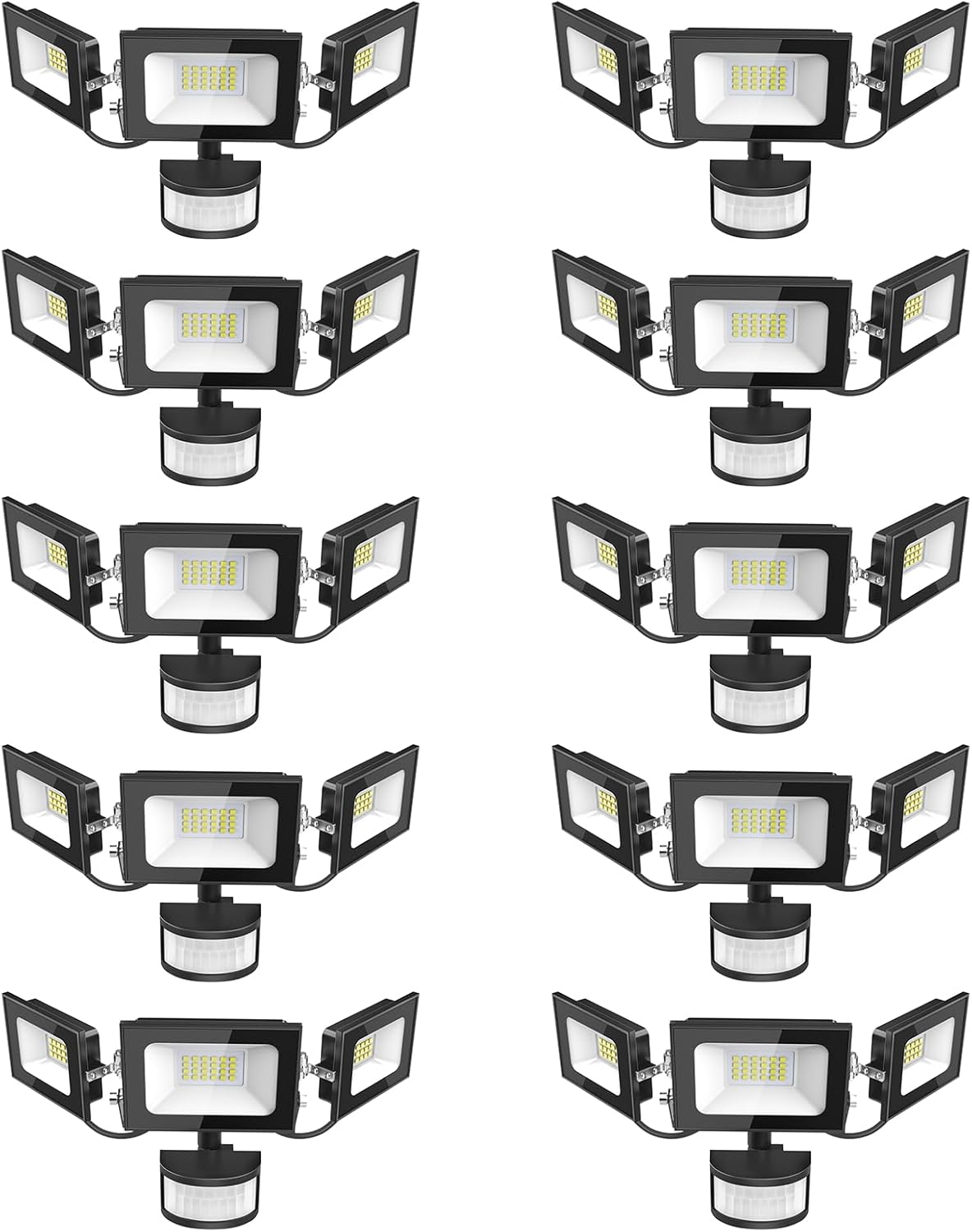 LED Strahler mit Bewegungsmelder 50W, 5000LM Fluter Flutlicht Scheinwerfer, 6500K Kaltweiß Flutlichtstrahler, IP65 Wasserdicht Außen-Sicherheitsbeleuchtung für Garten Garage Hof Wand,10Stück