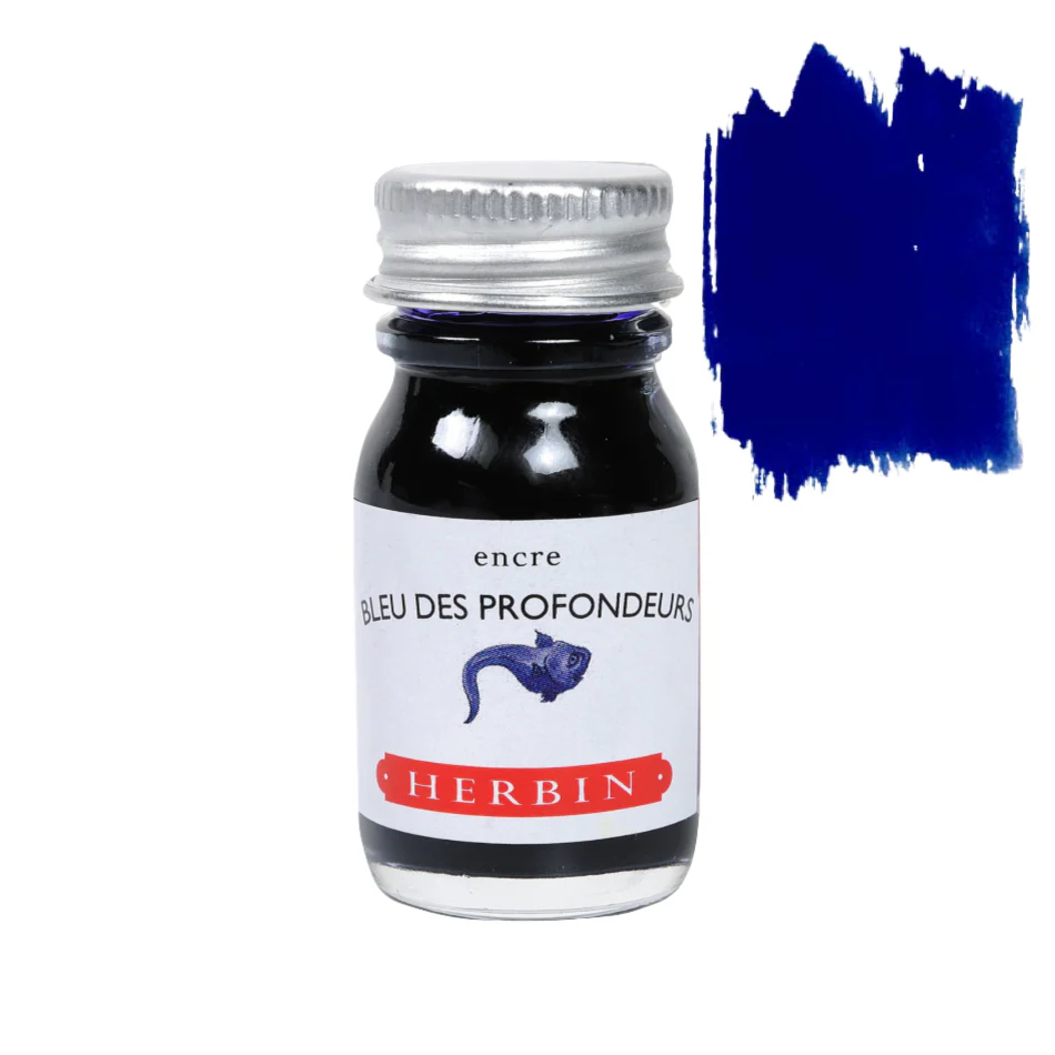 J. Herbin Fountain Pen Ink - 10ml Bottled - Bleu des Profondeurs (Deep Sea Blue)