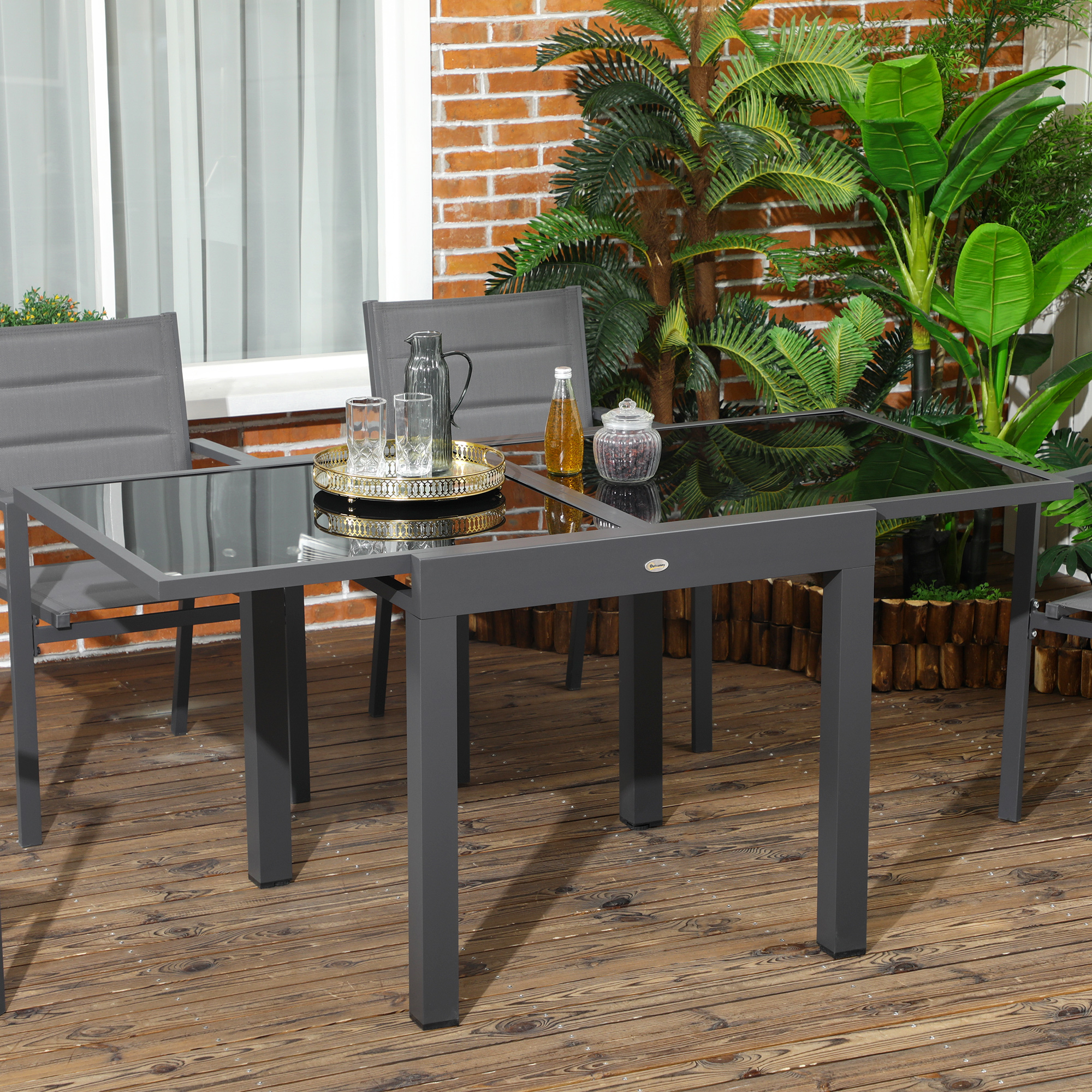 Outsunny Gartentisch Outdoor-Klapptisch Erweiterbarer Klapptisch, wetterbeständig, 160 cm × 80 cm × 75 cm, Schwarz