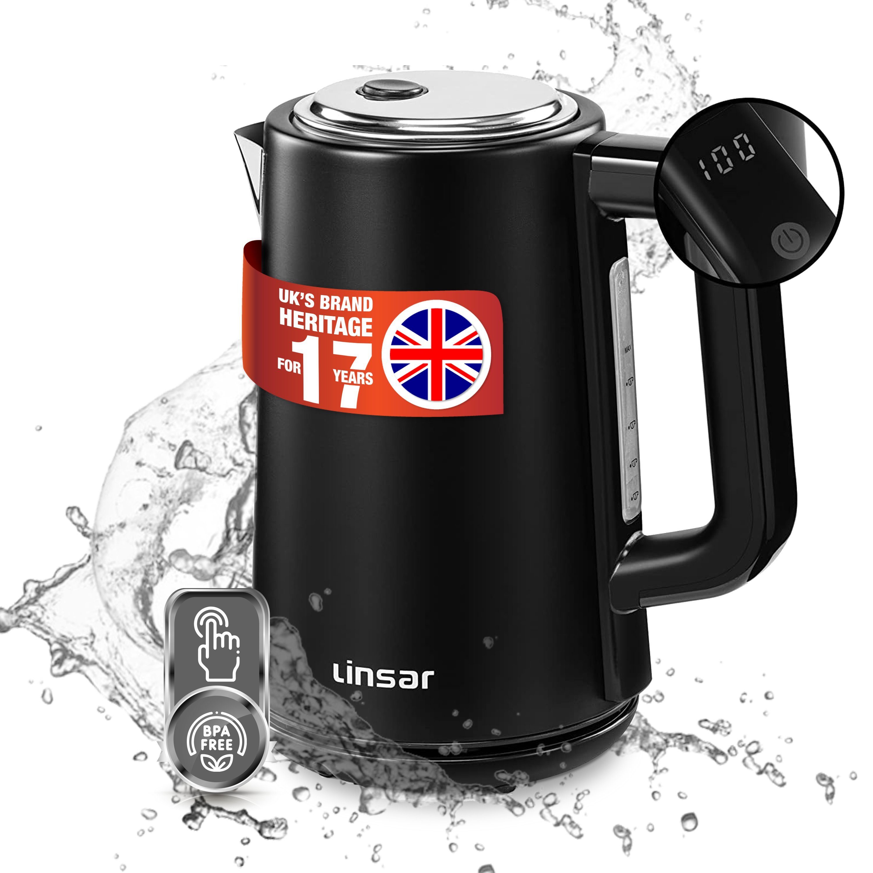 Wasserkocher 1,7 Liter, 5 Temperatur-Einstellungen, Kalkfilter, Abschaltautomatik