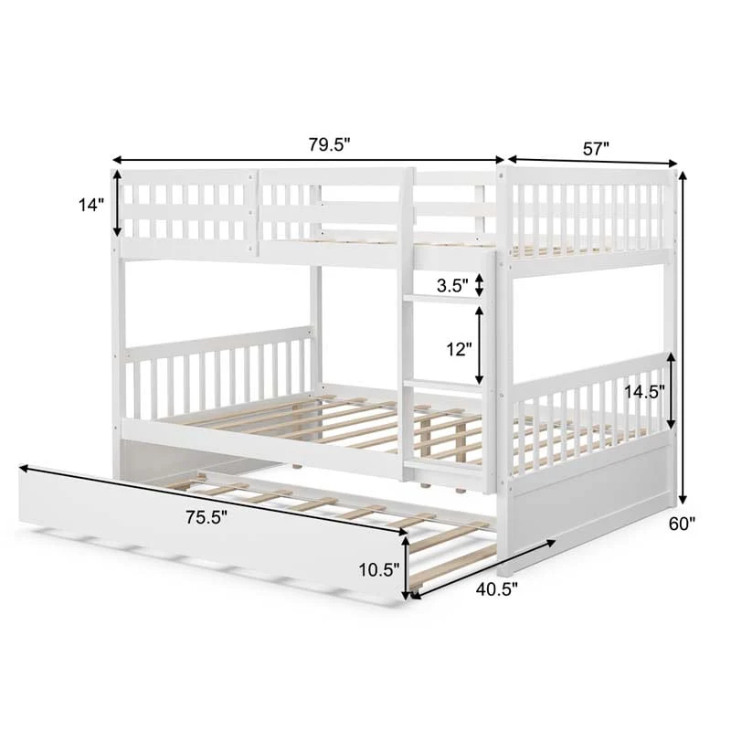 Eletriclife Full over Full Bunk Bed Platform Wood Bed
