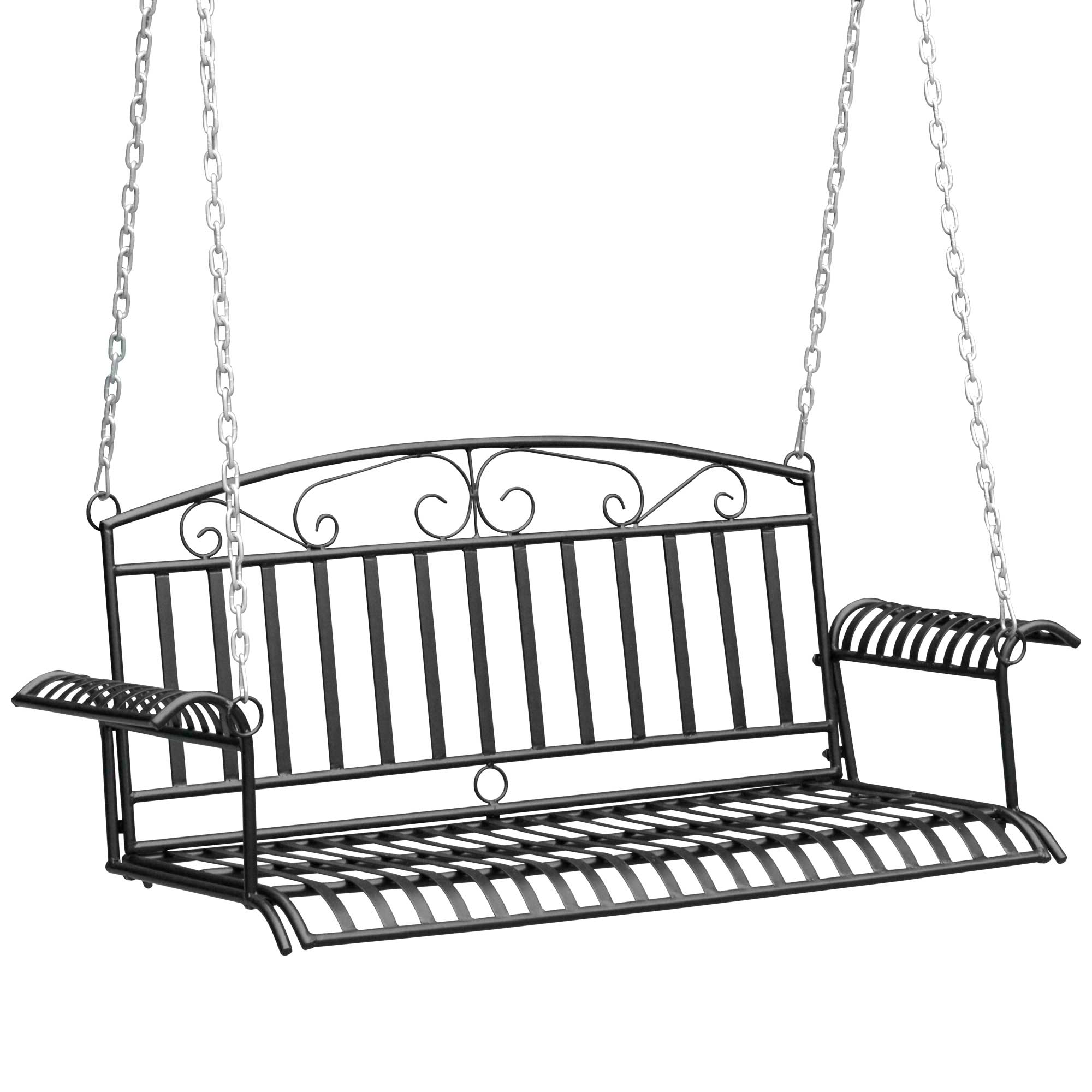 Outsunny Hängebank aus Metall 2-Sitzer Gartenschaukel zum Aufhängen für 2 Personen Schaukelbank mit Ketten Patio Terrasse Hinterhof Schwarz 137 x 58 x 53 cm