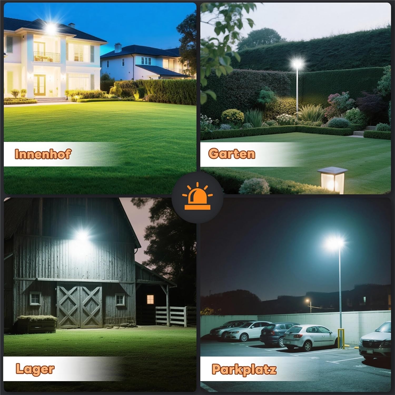 SOLLA-2025 Lite 300W LED Außenflutlicht, 30000LM, 6000K Tageslichtweiß IP66 Wasserdicht, 3 Köpfe Verstellbares Außen-Sicherheitsbeleuchtung für Parkplätze, Höfe, Baustelle, Grau-2 Pack