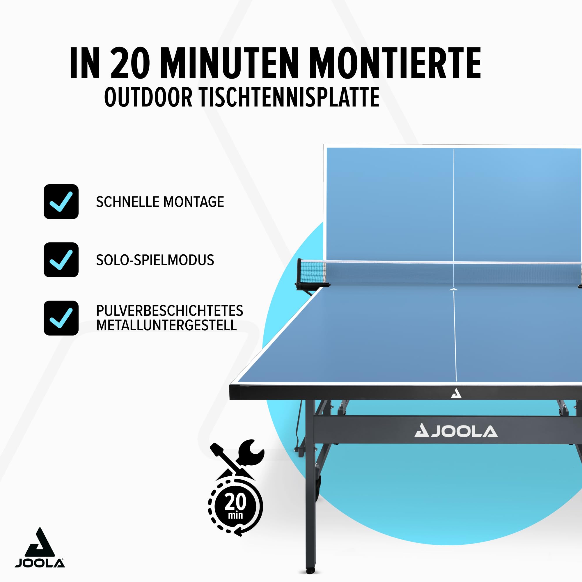 JOOLA Outdoor Tischtennisplatte wetterfest klappbar mit Netz für Garten und Freizeit Tischtennistisch