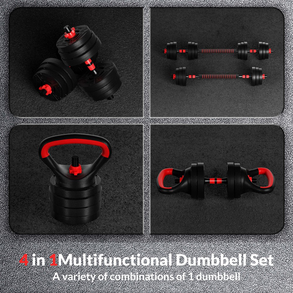 BalanceFrom 60LB 4 in 1 Adjustable Dumbbell, Barbell & Kettlebell Fitness Set