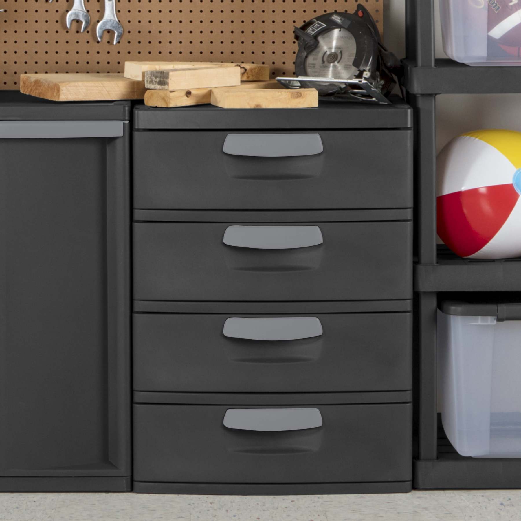 Unità di stoccaggio Sterilite a 4 cassetti, grigio opaco, resistente, senza BPA