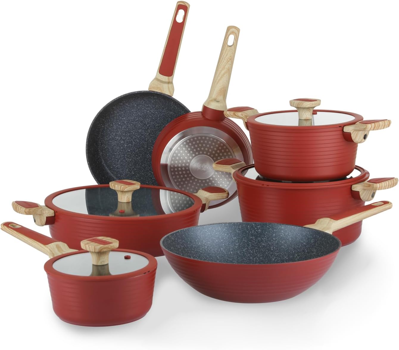 KASANOVA Batteria Corredo 2.0, 11-Piece Cookware Set, Non-Stick Cookware and Pan Set, Compatible with All Hobs (Green)