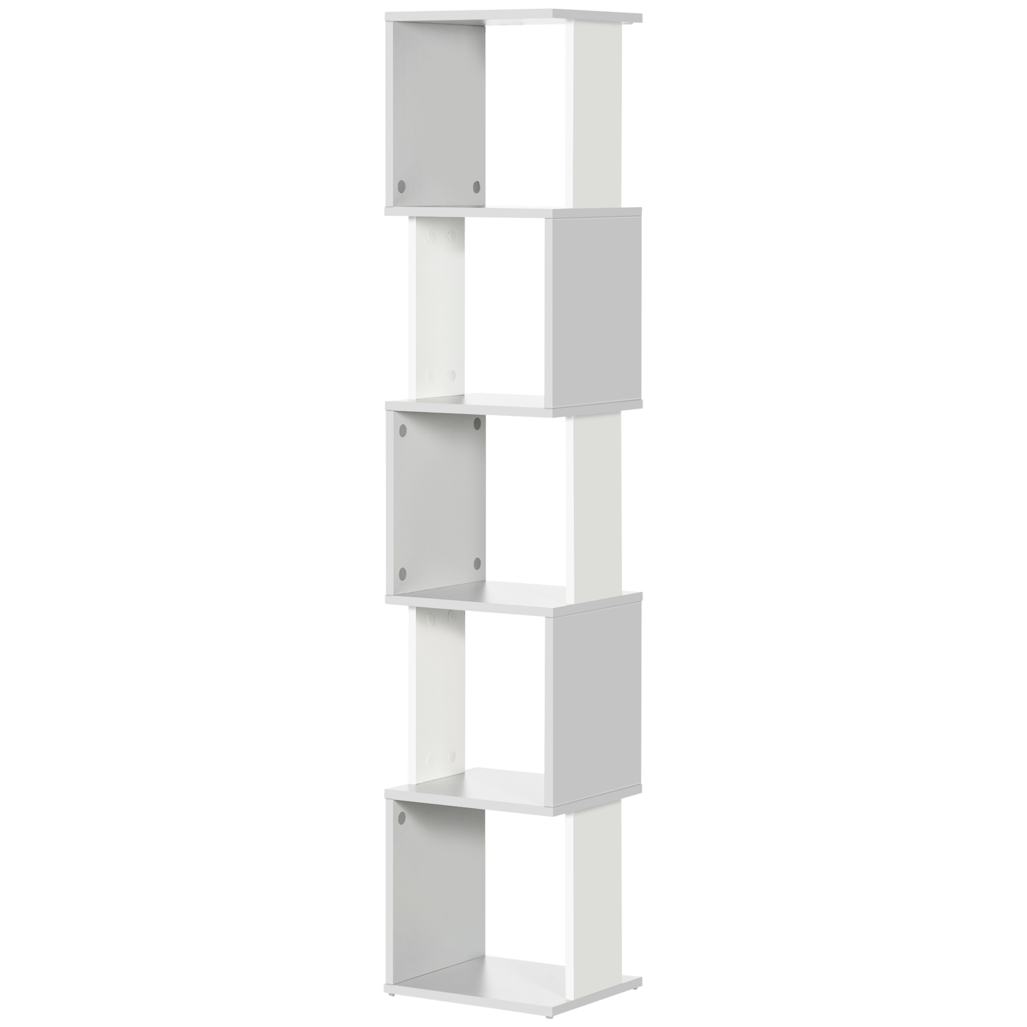 HOMCOM Bücherregal Moderne Design mit 5 Ebenen - Praktisches Regal für Zuhause oder Büro, weiß und grau