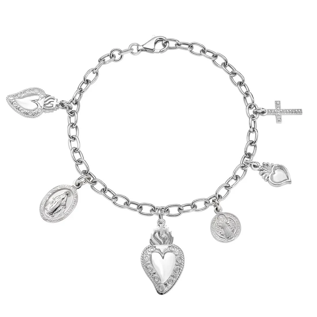 Bracciale Amen in argento Sacro Cuore multicharm BRSCMB