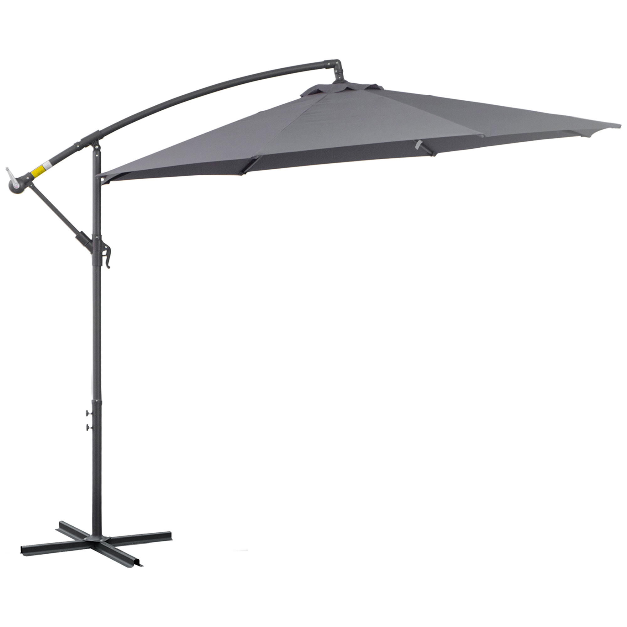 Outsunny Offset-Sonnenschirm, achteckig, klappbar, Durchmesser 3 m, Garten-Sonnenschirm mit Kreuzfuß Ø295 x 255H cm, Grau