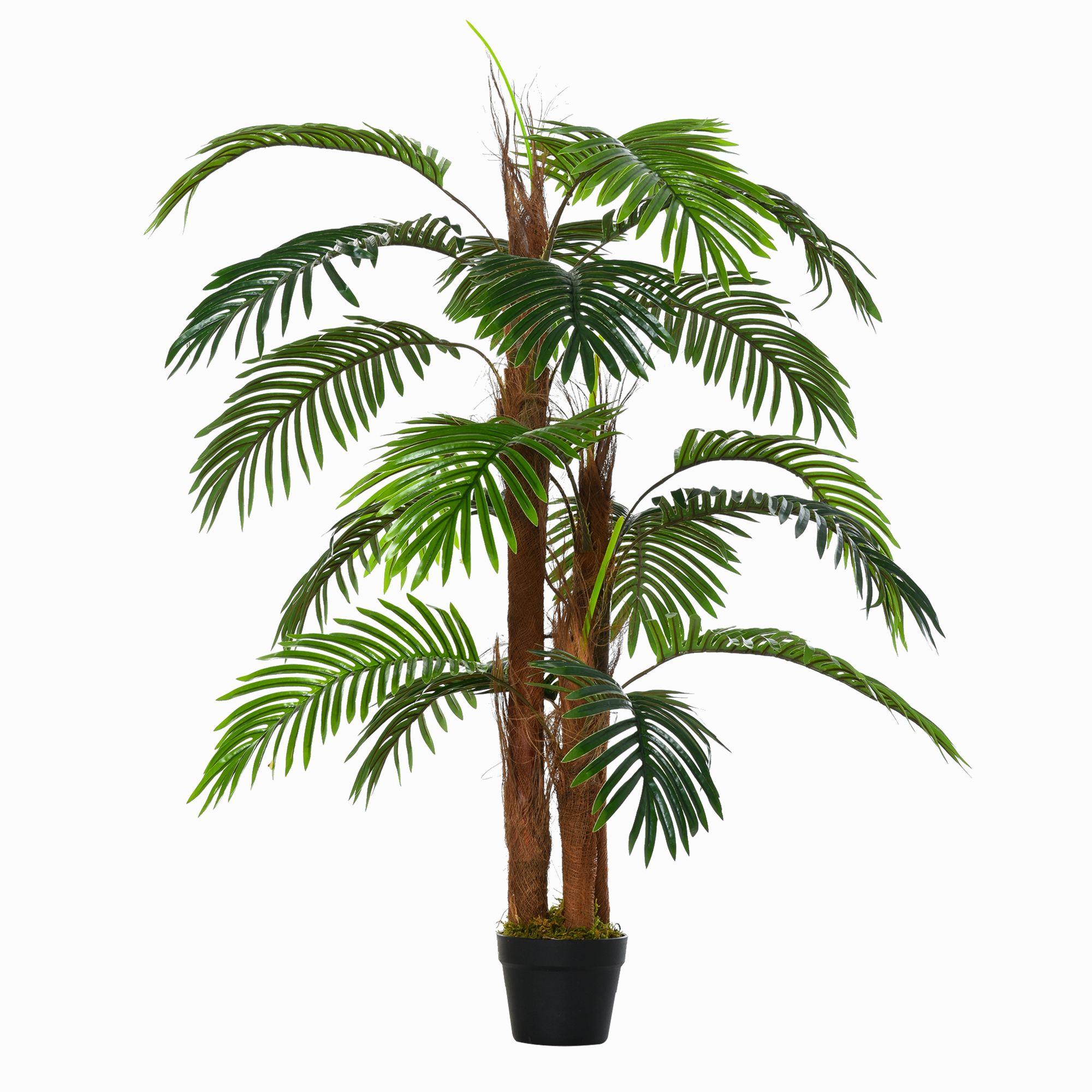 Outsunny künstliche Pflanzen 120 cm künstlicher Palmen Palme Kunstpflanze Kunstbaum Kunstpflanzen im Topf Zimmerpflanze Dekopflanze Büropflanze Kunststofftopf für drinnen und draußen