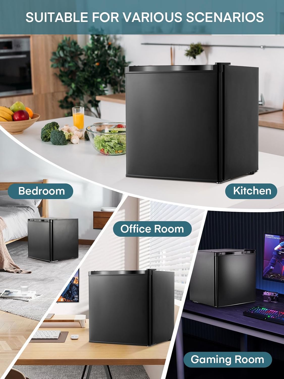 FOHERE Mini Gefrierschrank 32L -22°C Klein Kompakt Leise 43db Gefrierbox, Wechselbarer Türanschlag, Tiefkühltruhe Tiefkühlschrank Klein, Perfekt für Büro Camping Outdoor (schwarz) [Energieklasse E]