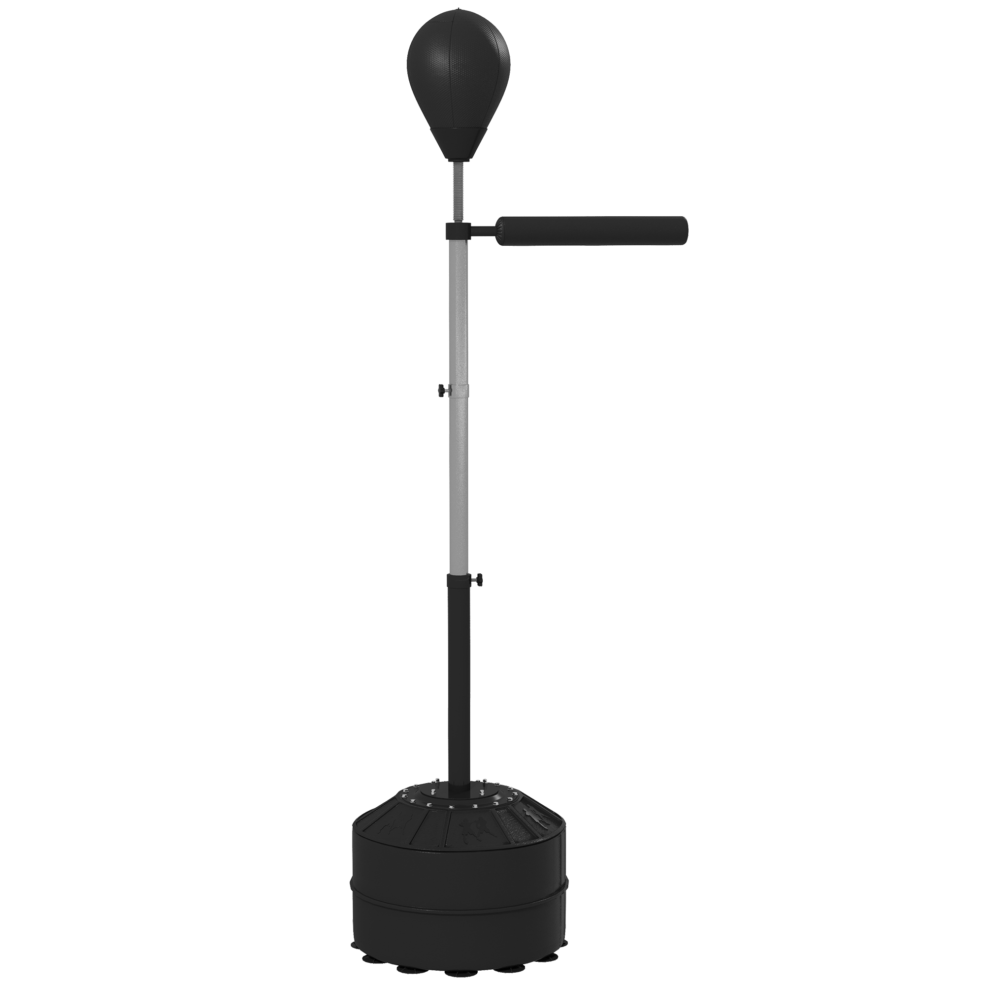 SPORTNOW Punchingball mit Reflexstange, höhenverstellbar 160-205 cm, befüllbare Basis, inkl. Luftpumpe, Schwarz
