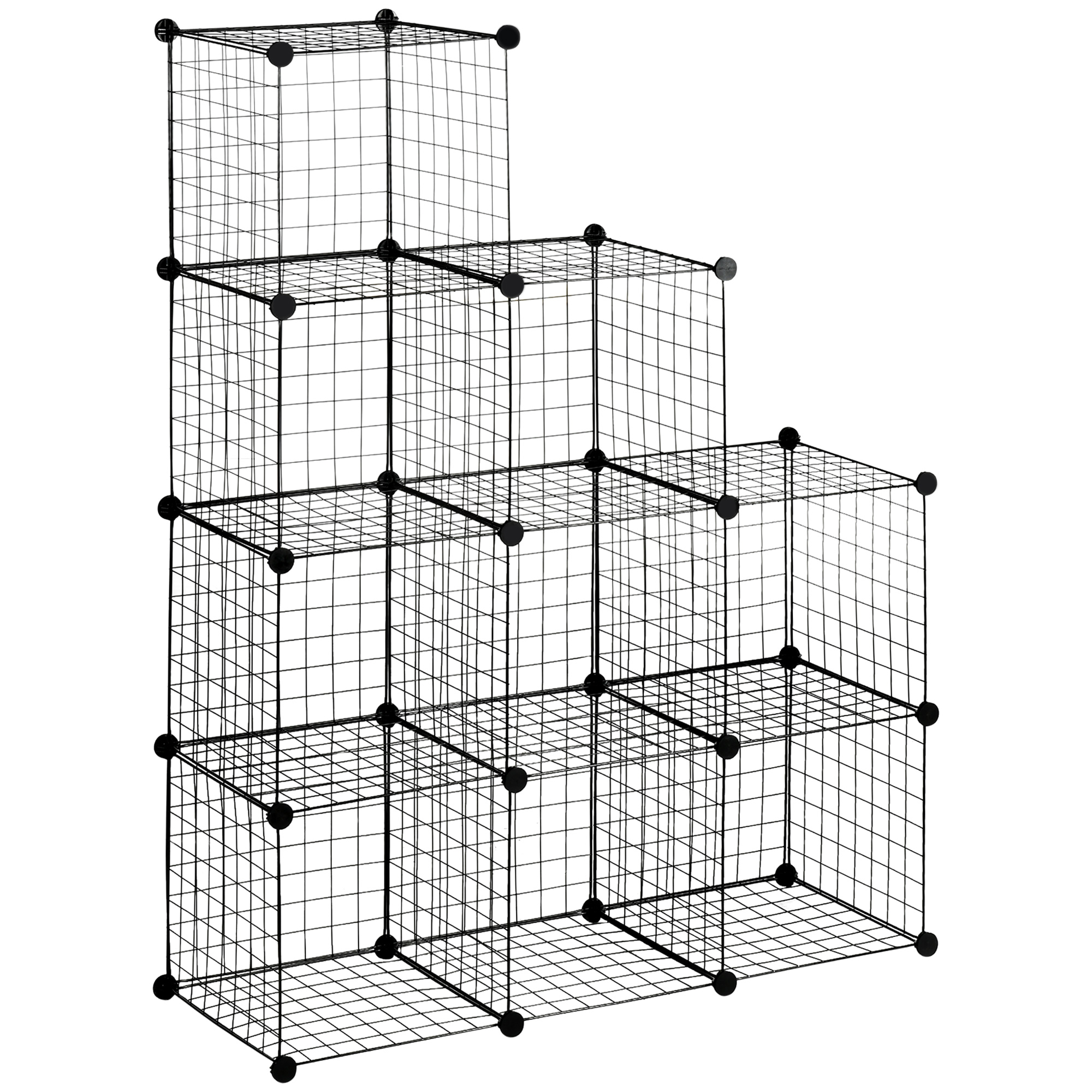 HOMCOM Steckregal, Würfelregal, Schuhregal, 9 Würfel, modularer Aufbau, Stahl, schwarz, 35 x 35 x 35 cm je Würfel