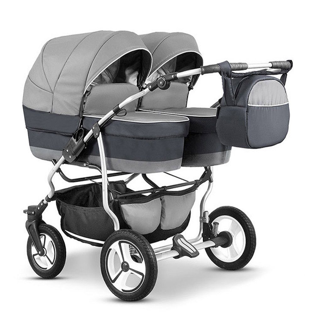 Zwillings-Kombikinderwagen Twin Star 4 in 1 inkl. Sportsitze, Autositze und Zubehör in 16 Farben