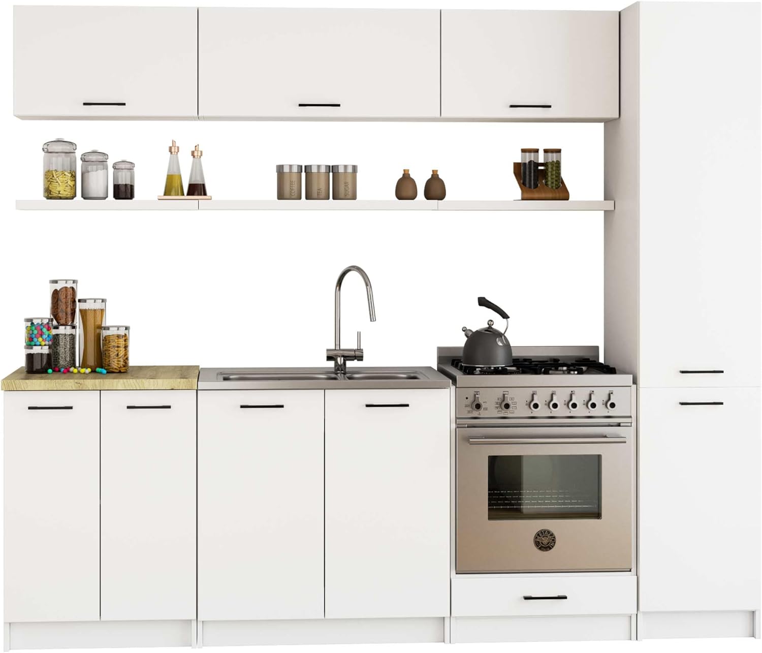 BDW - Colonna da Cucina - Armadio Largo 40 cm, Alto 205 cm, Profondo 57 cm - Spazioso per Provviste - Bianco