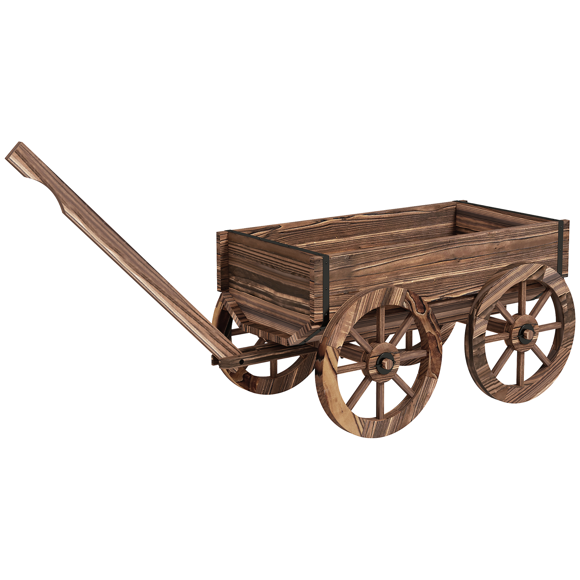 Outsunny Pflanzen-Schubkarre Hochbeet aus Holz, wetterbeständig, 120 x 41 x 50 cm, Braun