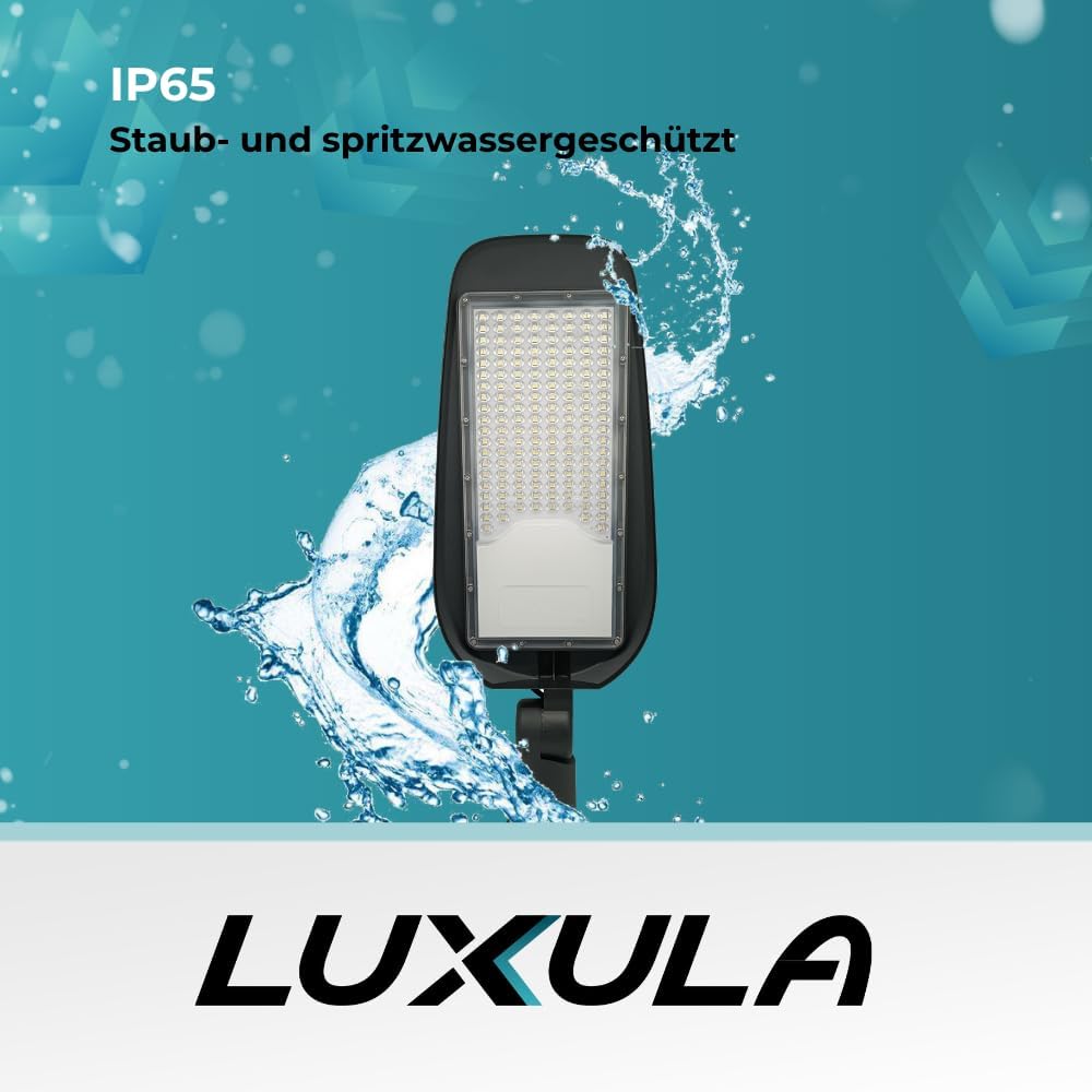 LUXULA LED Straßenlaterne 50W 8 Stück, 5800 Lumen, 5000K Neutralweiß, IP65 Wasserdicht, Mastleuchte, Straßenlampe, Aussenleuchte, Wegeleuchte für Hof, Parkplatz, Einfahrt und Gartenwege