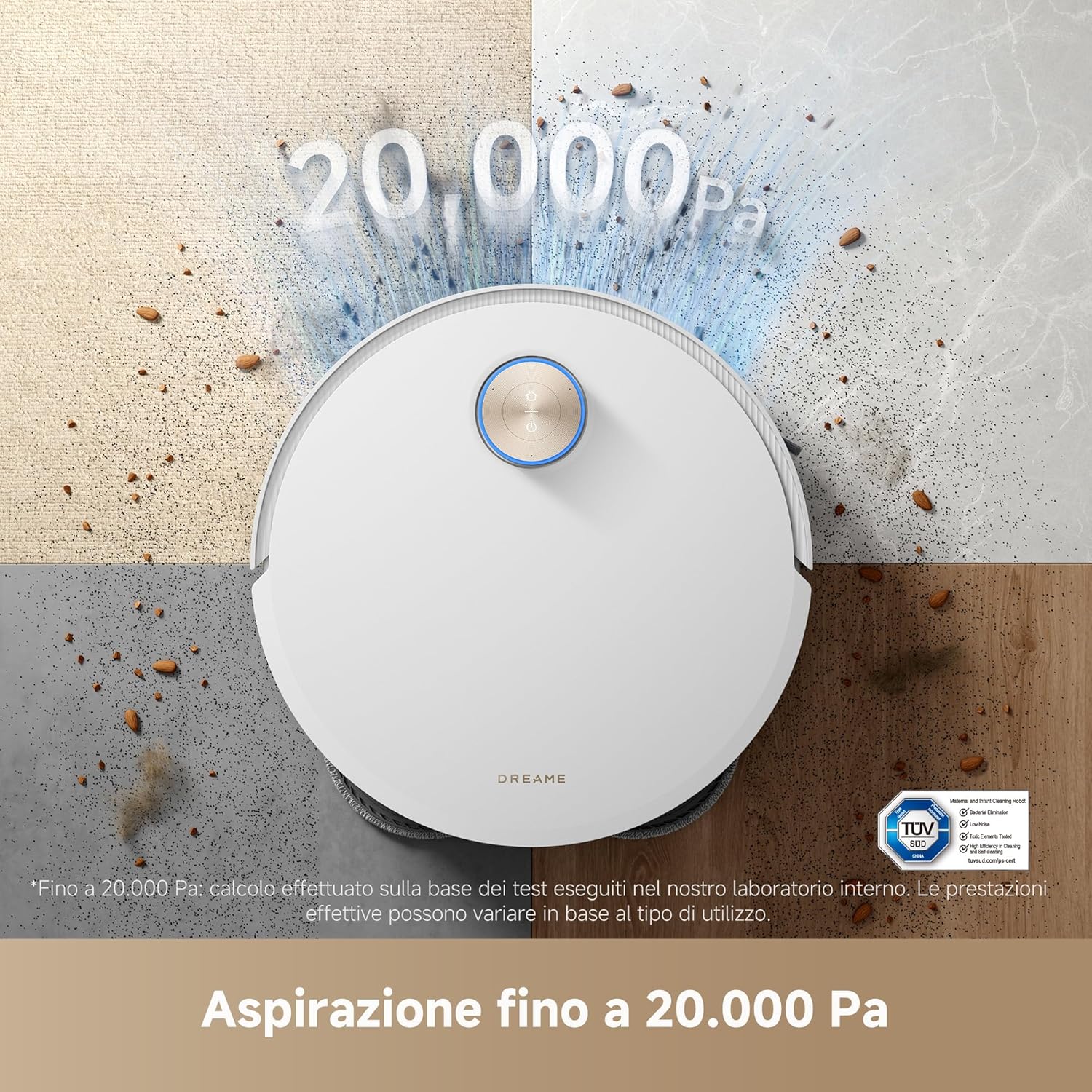 DREAME X50 Ultra Complete Robot Aspirapolvere, Rilevamento Degli Ostacoli con IA e Navigazione a 360°, Superare l'ostacolo di 6CM, Aspirazione Fino a 20000 Pa, Doppia Spazzola Antigroviglio