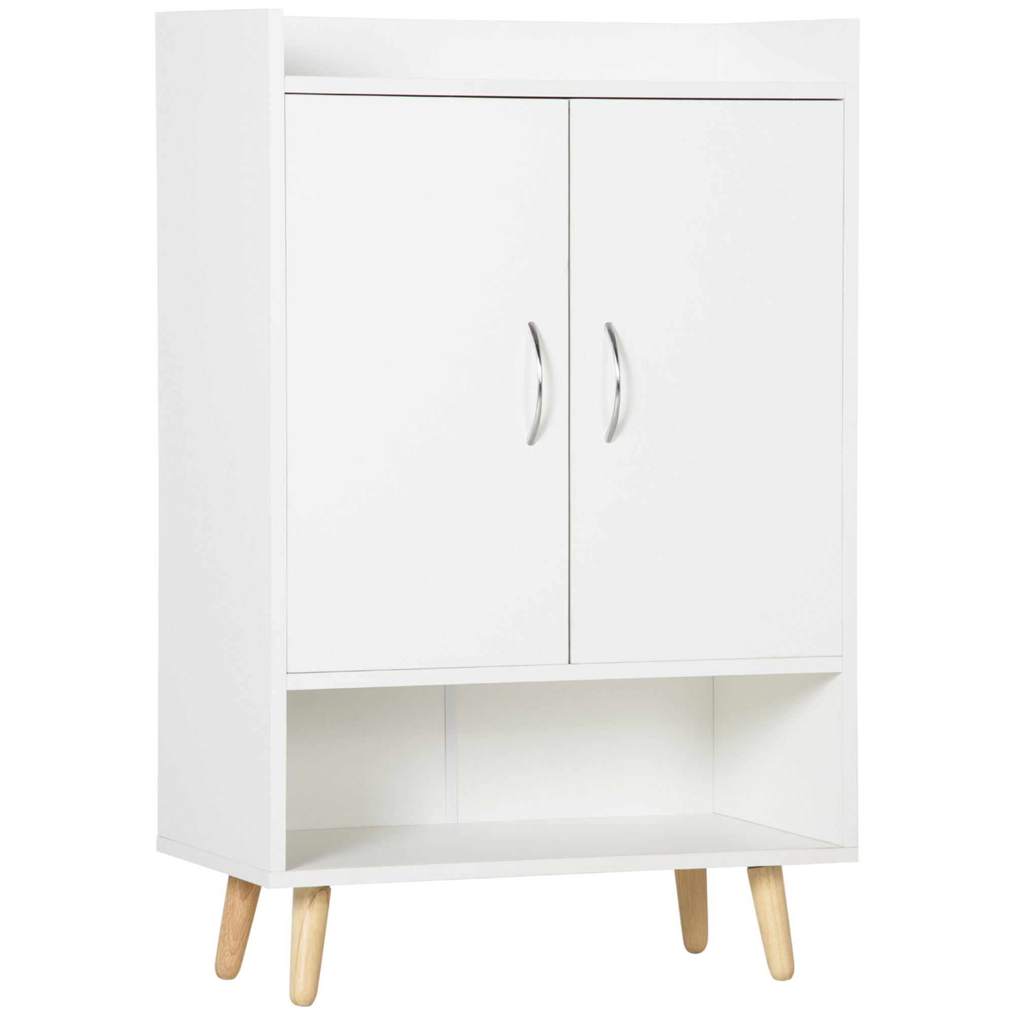 HOMCOM Schuhschrank, Schuhregal mit Türen und Regalen, für Flur, moderne Schuhkommode, Schuhablagen, 60 x 30 x 92 cm, Weiß