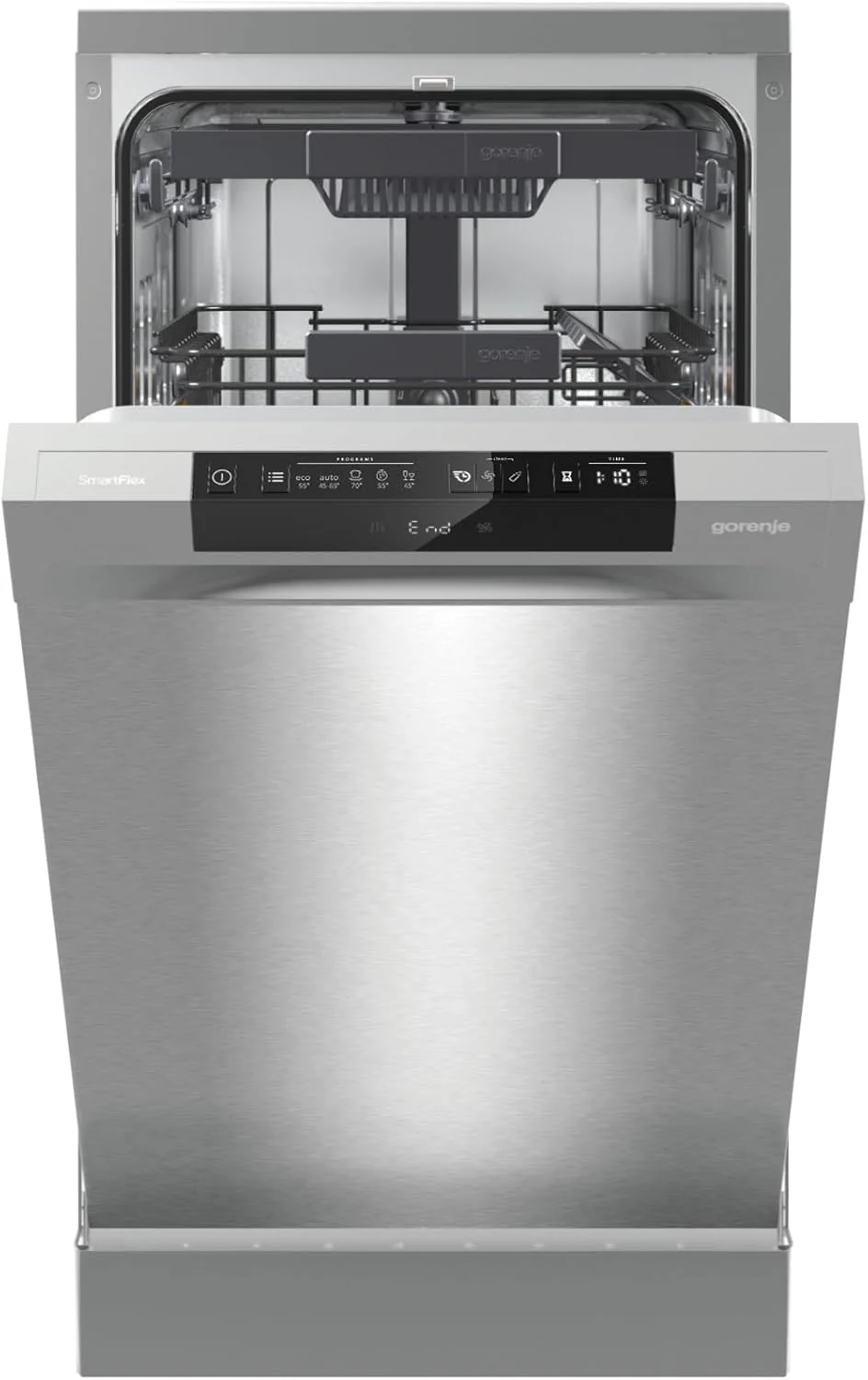 Gorenje GS 541D10 X Freistehender Geschirrspüler / SuperSilent / 11 Maßgedecke / 5 Programme / Programmanzeige / TotalDry / Silber, 45 cm breit