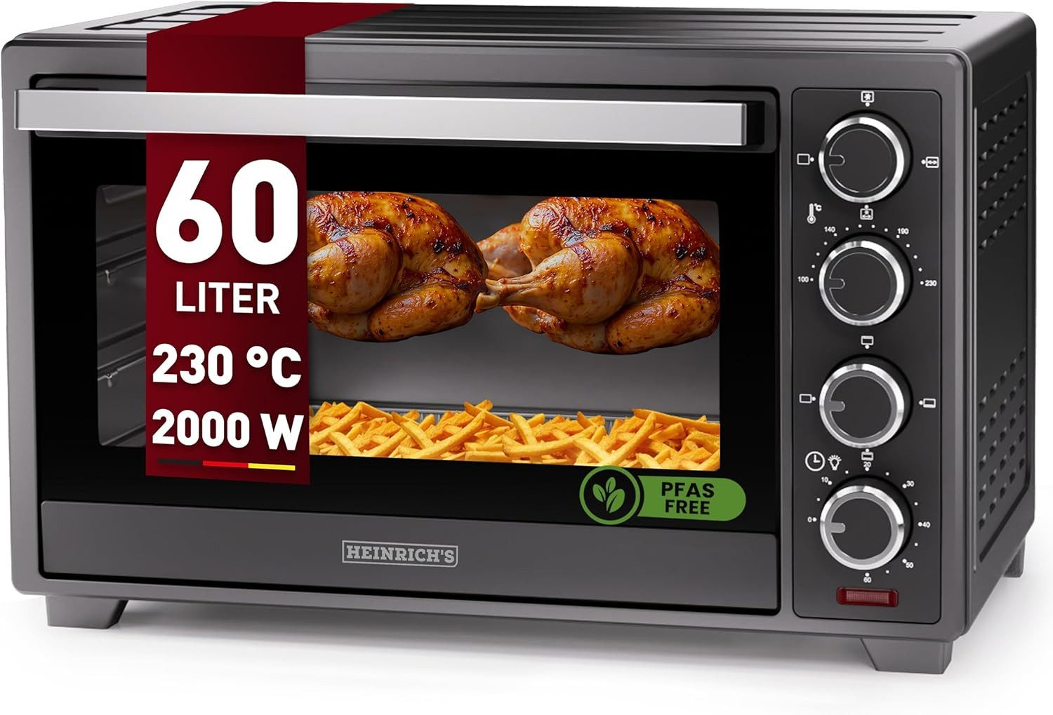 Minibackofen HMO 8407 Backofen mit Umluft 60L