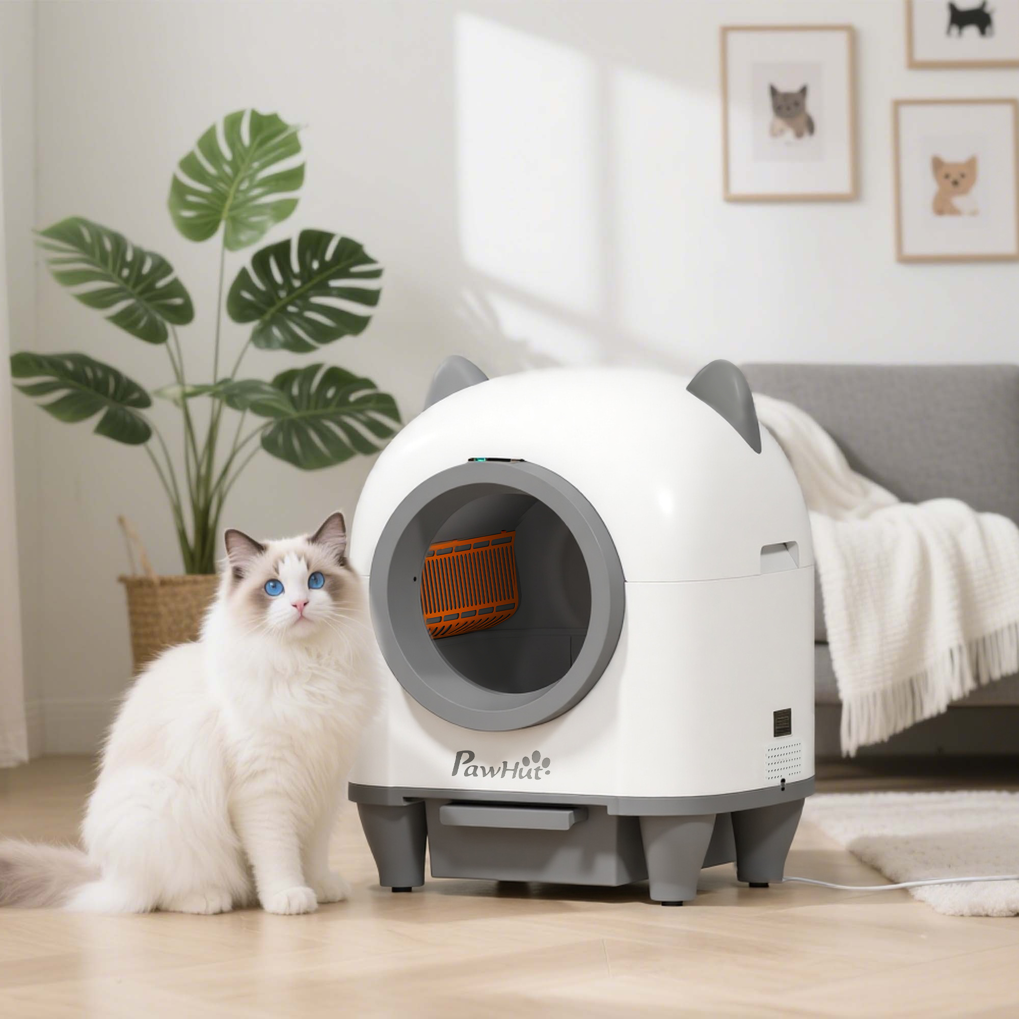PawHut Selbstreinigende Katzentoilette mit App-Steuerung 80 L Geruchsbeseitigung für Mehrere Katzen