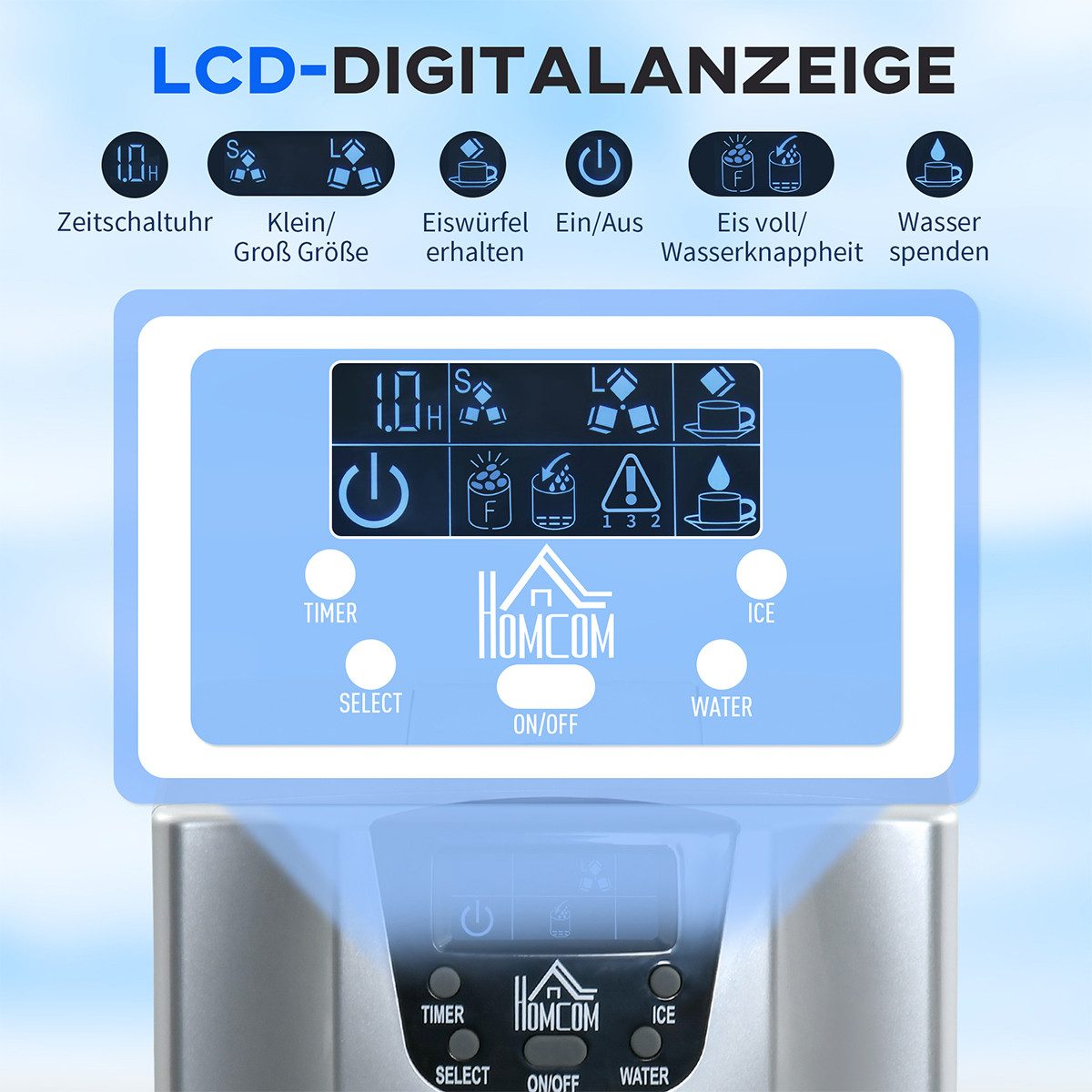 Eiswürfelmaschine Eiswürfelmaschine mit 2L Wassertank und