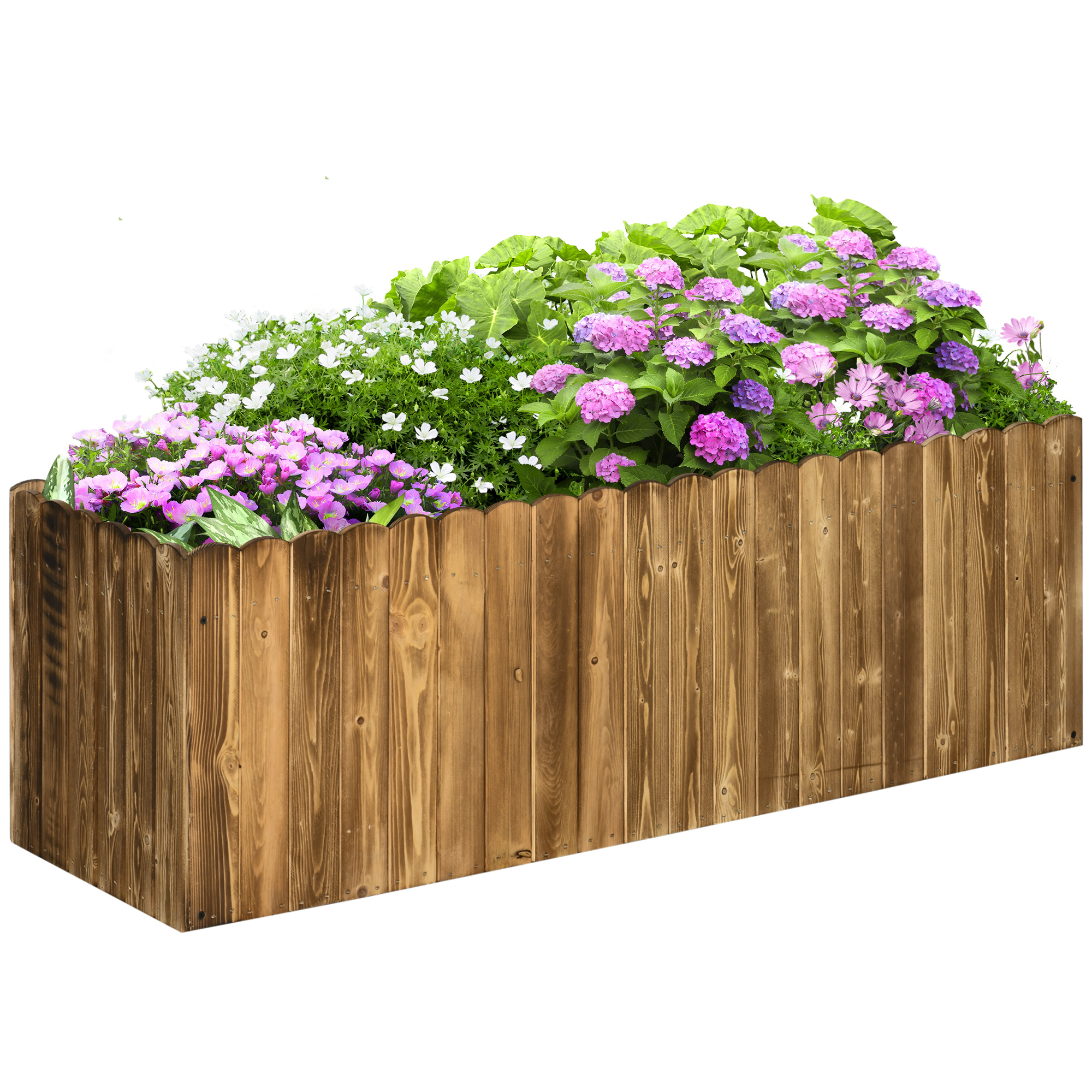 Outsunny Hochbeet Pflanzkasten Kräuterbeet Pflanzbeet Gemüse Blumenbeet Blumenkasten Tannenholz 120 x 40 x 40 cm